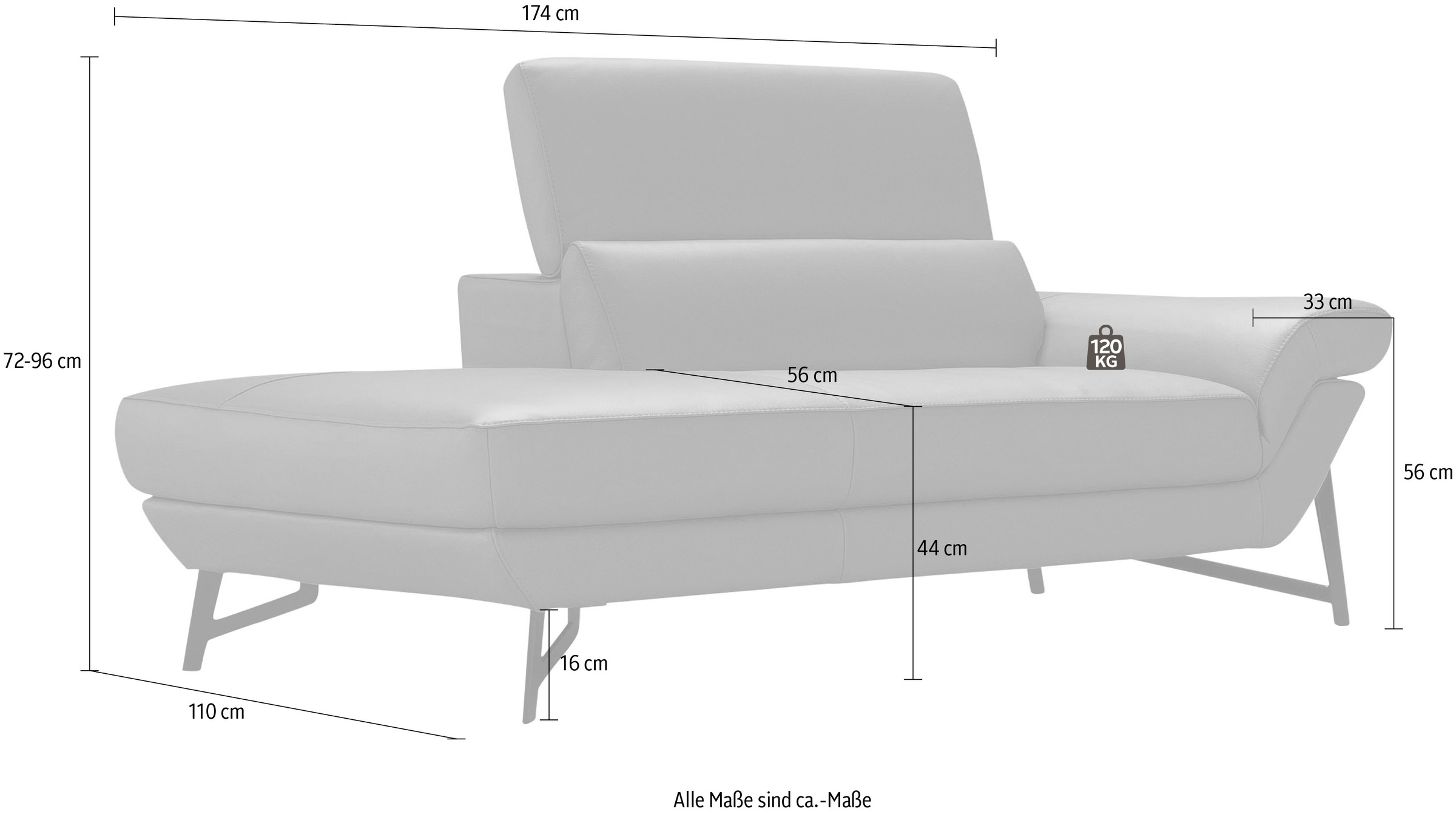 Egoitaliano Ottomane »Narcisa, Designsofa«, mit verstellbarer Kopfstütze, Solitärmöbel als Blickfang