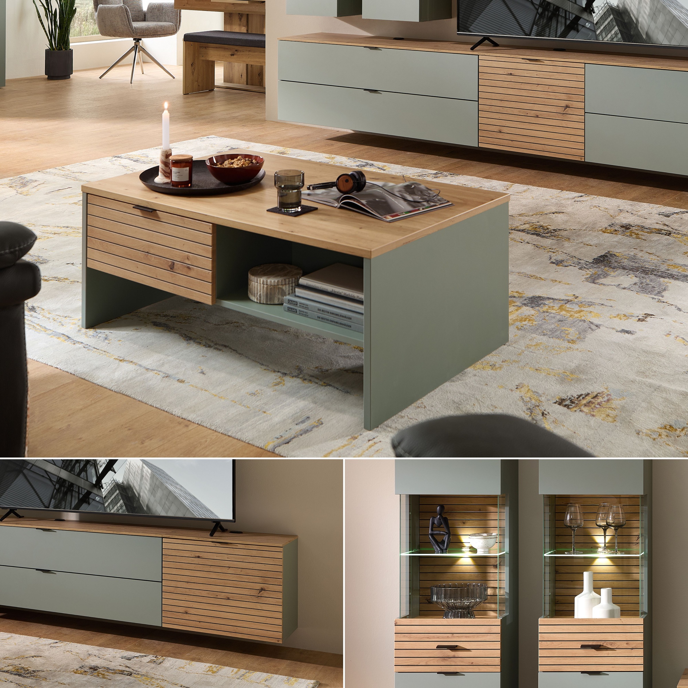 Innostyle Wohnwand "Ina Wohnwand, 340x200x44 cm (B/H/T)" 6 Stk. tlg. günstig online kaufen