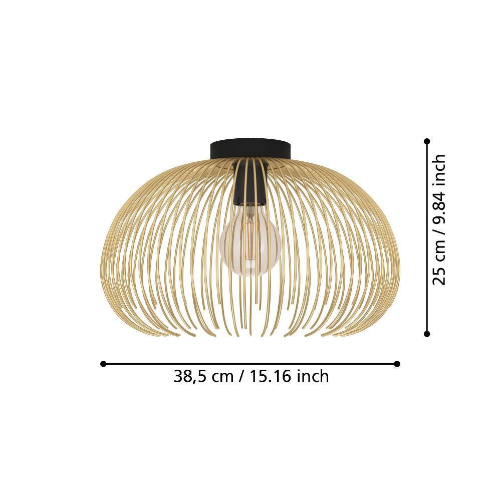 EGLO Deckenleuchte »VENEZUELA Deckenlampe, Esszimmerlampe, Metall, schwarz, gold, E27«, Leuchtmittel E27 | Leuchtmittel wechselbar-ohne Leuchtmittel, Wohnzimmerlampe, Küche, Flur, Drahtschirm, 1flammig, 110x93,5x23,5xcm