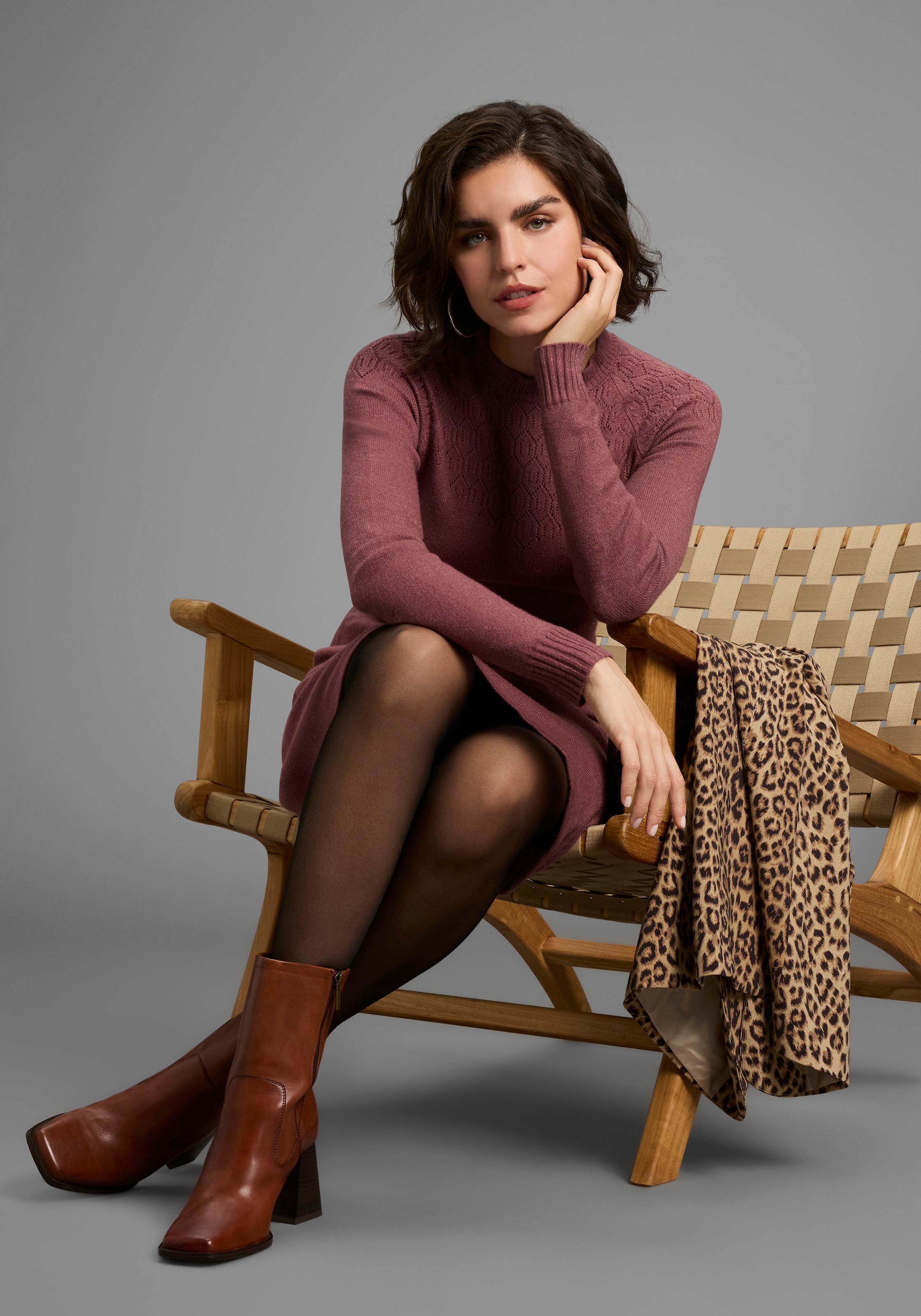 Laura Scott Strickkleid, mit edlem Lochstrick-Muster