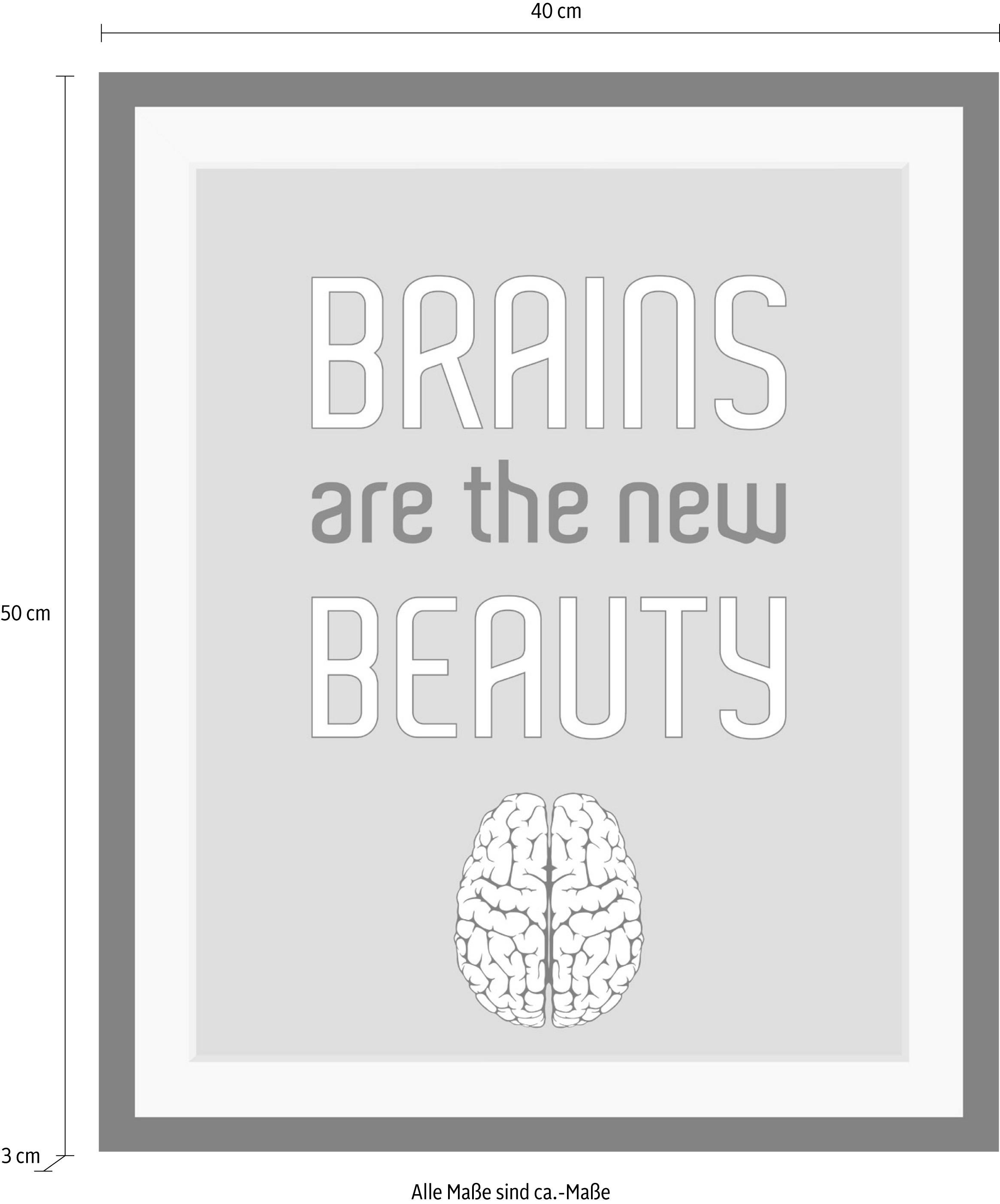 queence Bild »Brains«, Schriftzüge-Schriftzug-Anatomie, HD Premium Poster-Druck inkl. Holzrahmen