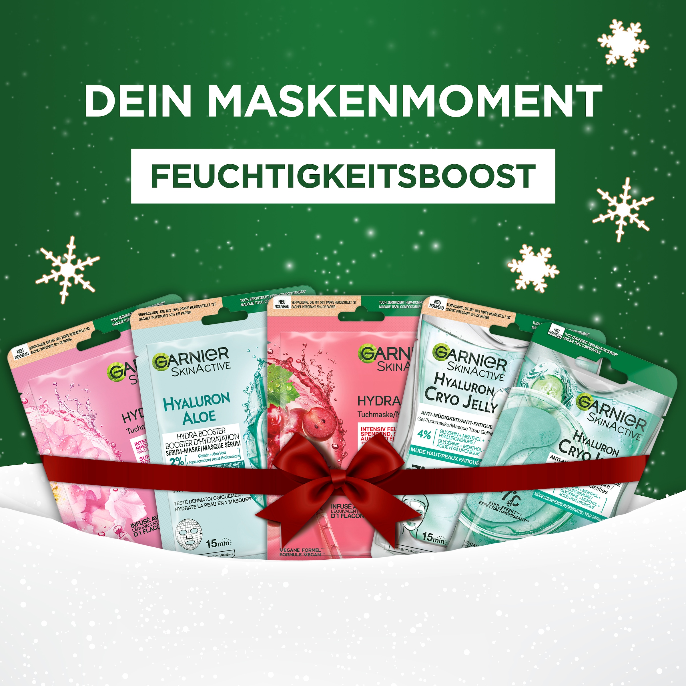 GARNIER Kosmetik-Adventskalender »Garnier Tuchmasken 24er Adventskalender« ab 13 Jahren mit Hyaluron, entspannend