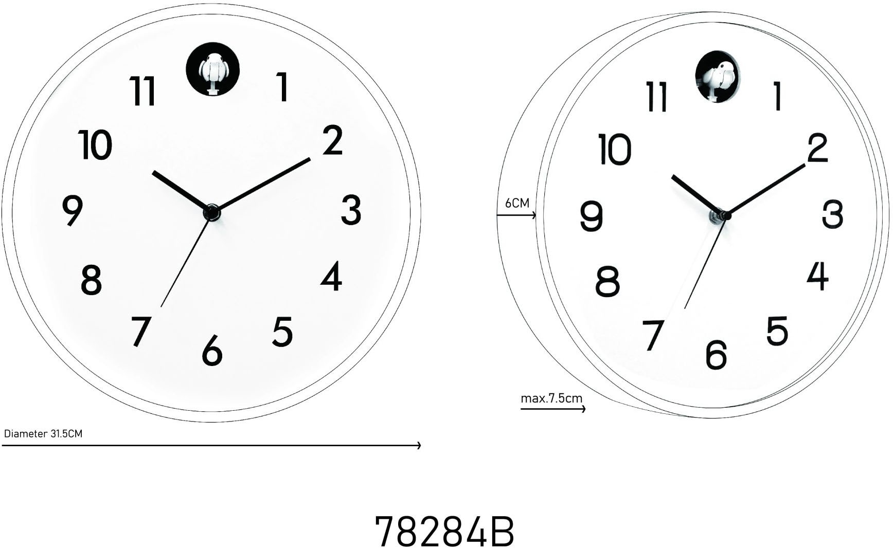 GLOBO LIGHTING Dekolicht »CLOCKY« LED-Modul 1 Stk. Uhr, Holz, Zeiger und Ziffern, Kuckucksfunktion