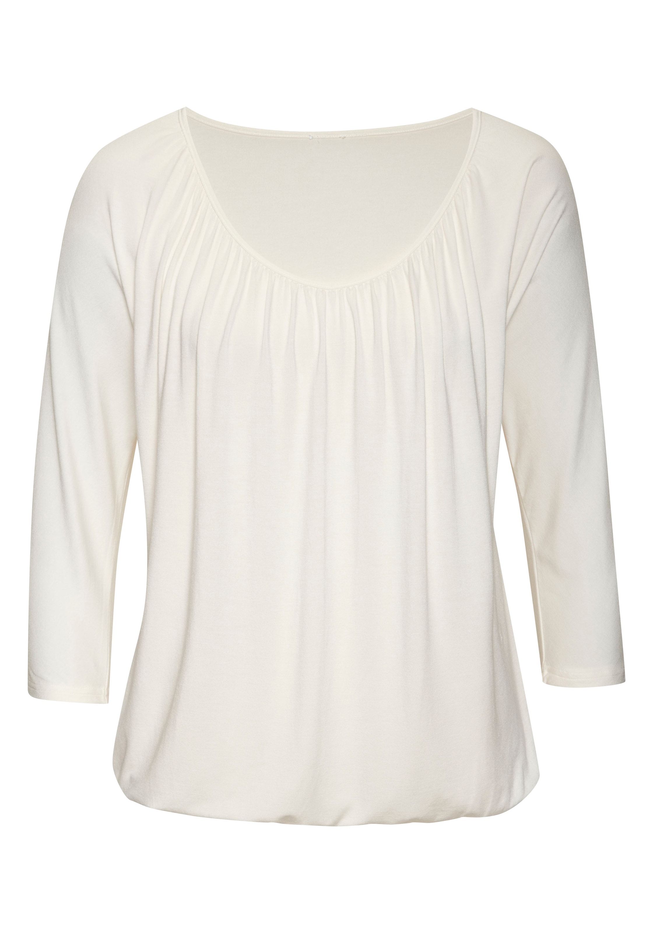 LASCANA 3/4-Arm-Shirt »mit zarter Raffung am Ausschnitt«, (2er-Pack), aus weichem Viskose-Stretch