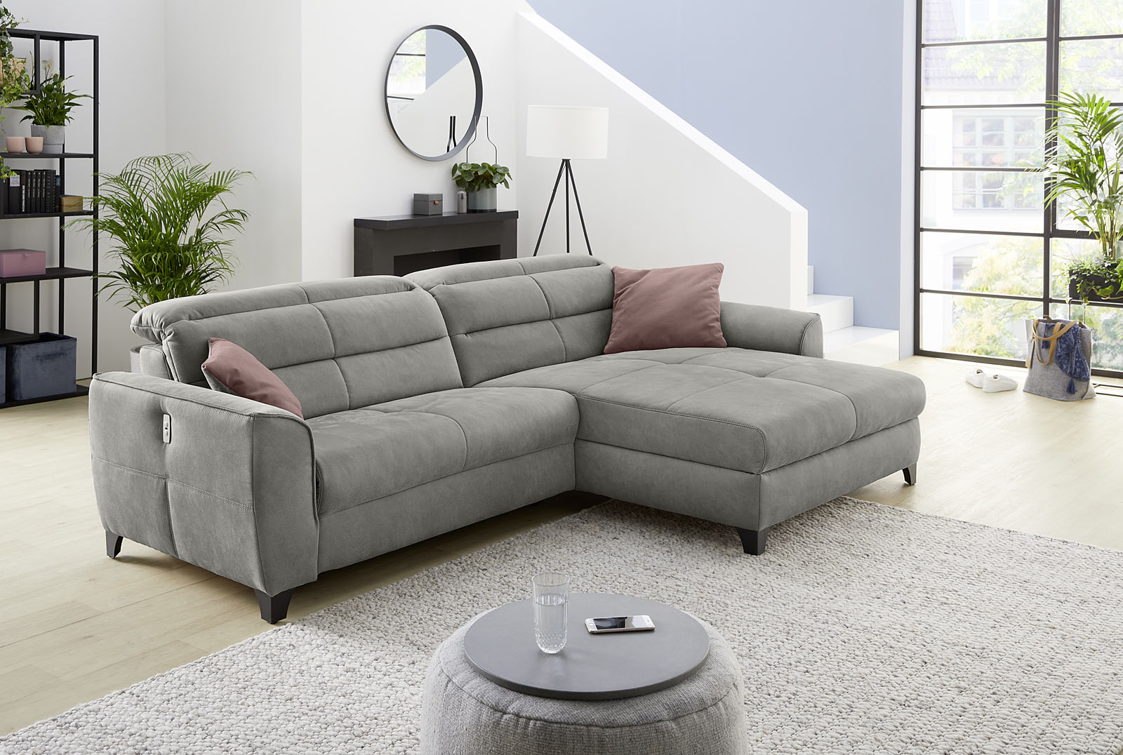 Jockenhöfer Gruppe 1100000002199 "Double One L-Form, B: 288 cm, 2x120 cm breite, elektr. Relaxfunktionen" mit 2x 120cm breiten, elektromotorischen Relaxfunktionen