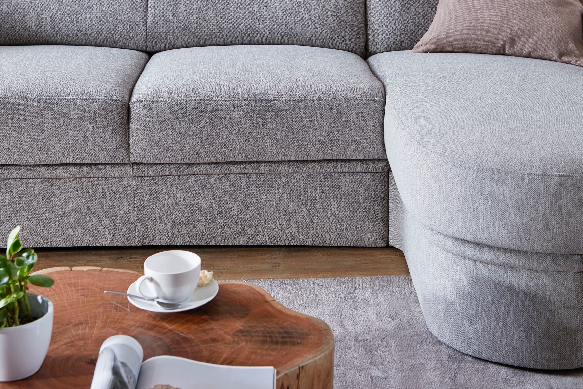 VILLA BECK Ecksofa »Varese L-Form«, (2 St.), Kopfteilverstellung, wahlweise mit Sitzvorzug, in Sitzhöhe 49 cm