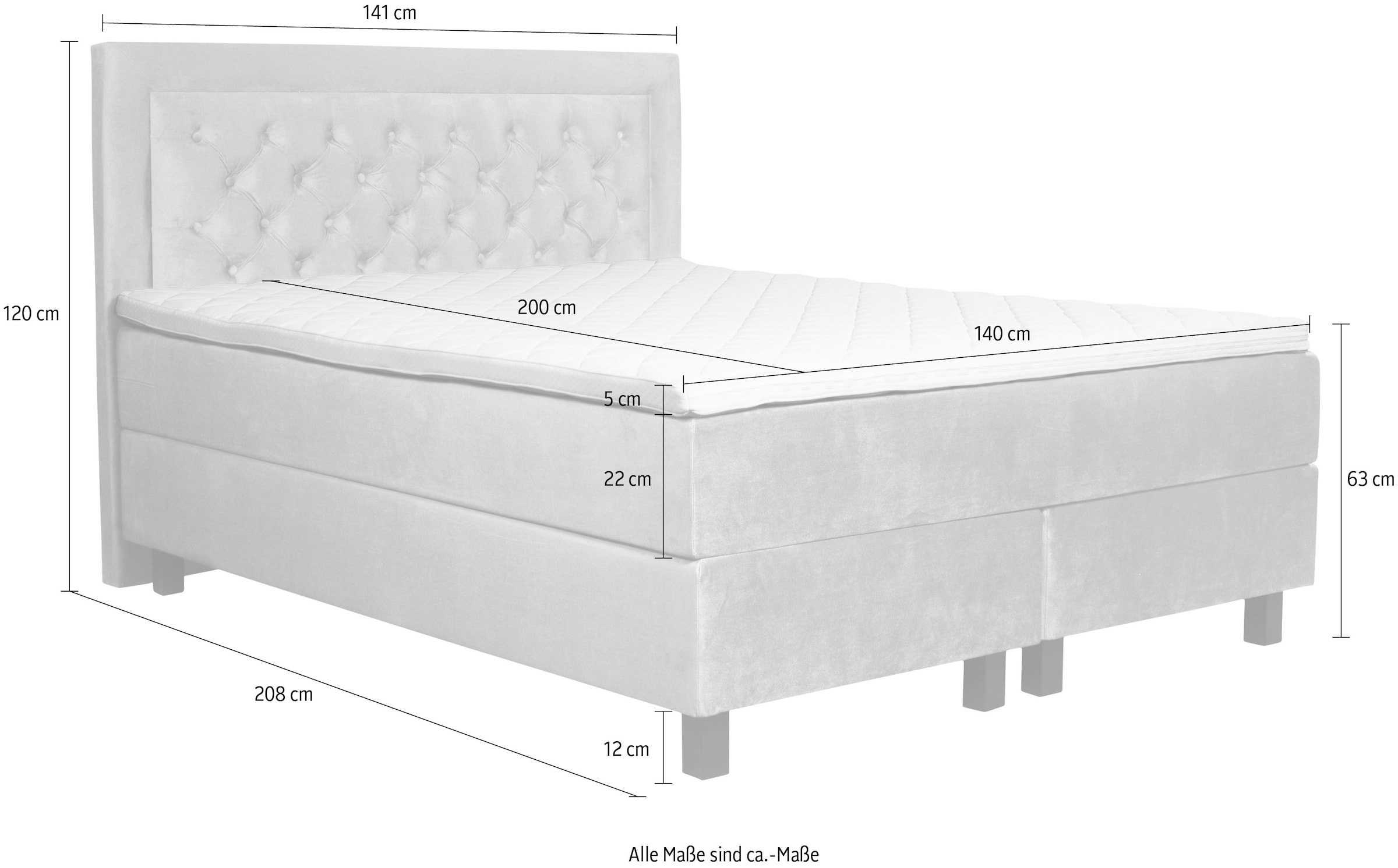 Leonique Boxspringbett »Jeanne«, inkl. Topper mit Taschen-Federkernmatratze
