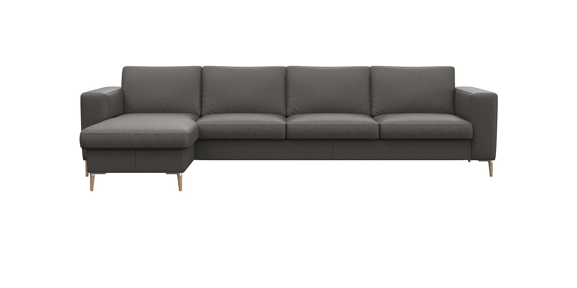 FLEXLUX Ecksofa "Fiore, super bequem durch hochwertigen Sitzaufbau mit Kaltschaum" breite Armlehnen, Füße Alu+ Eiche, L-Form