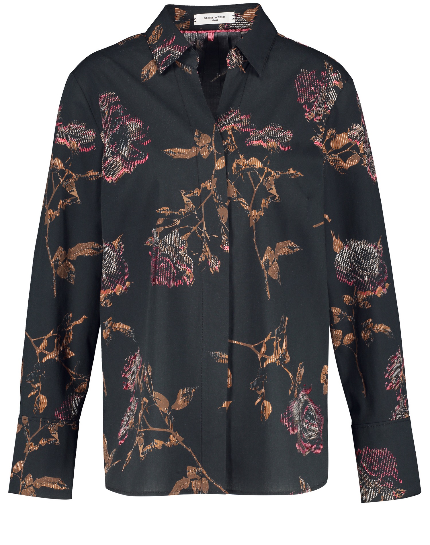 Langarmbluse Bluse mit Rosenmuster