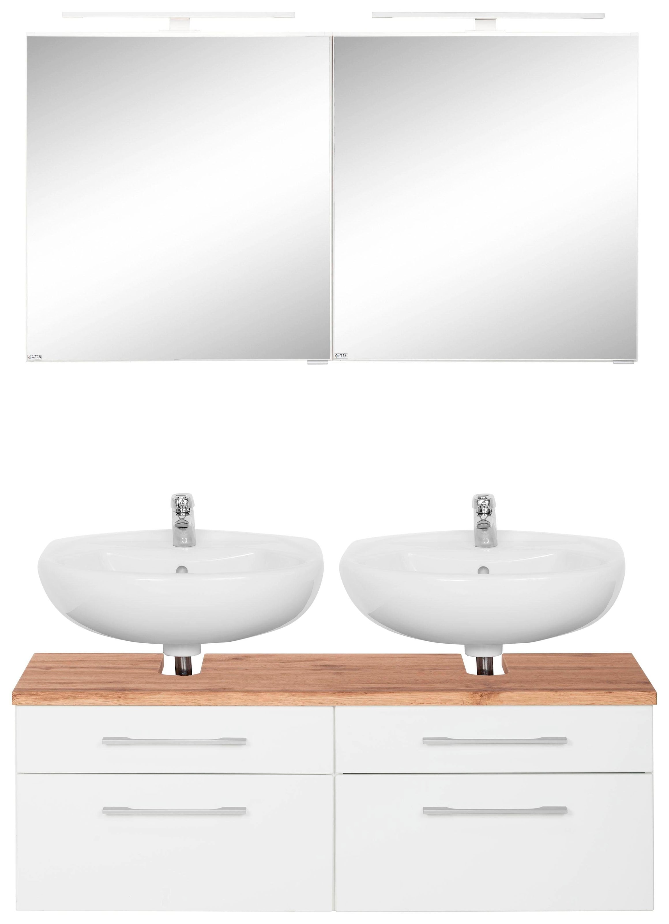 welltime Badmöbel-Set "Davos" 2 Stk. tlg. 2 Spiegelschrank und Waschbeckenu günstig online kaufen