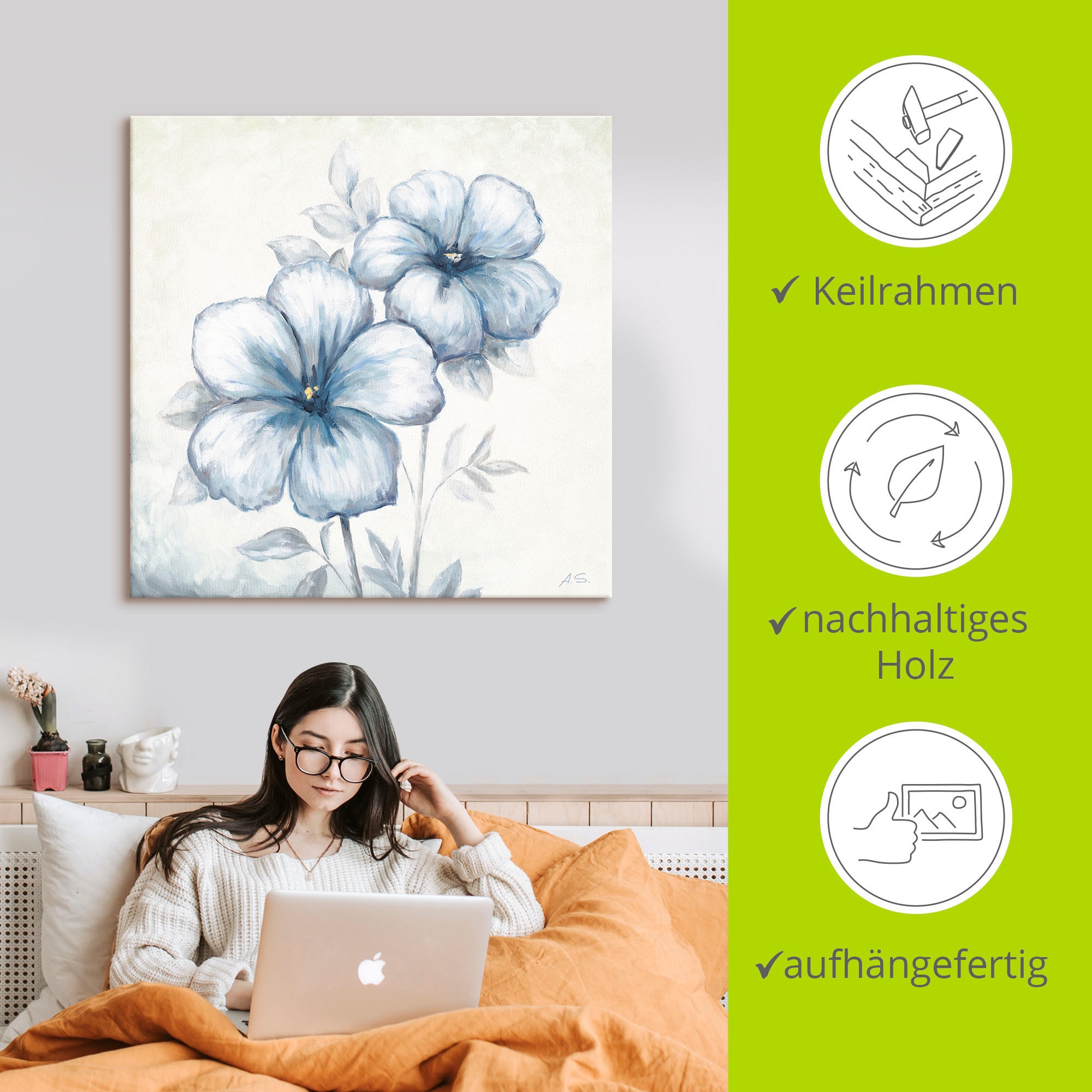 Artland Wandbild »Blauer Mohn« Blumen 1 Stk. tlg. als Leinwandbild, Poster, Wandaufkleber in verschied. Größen