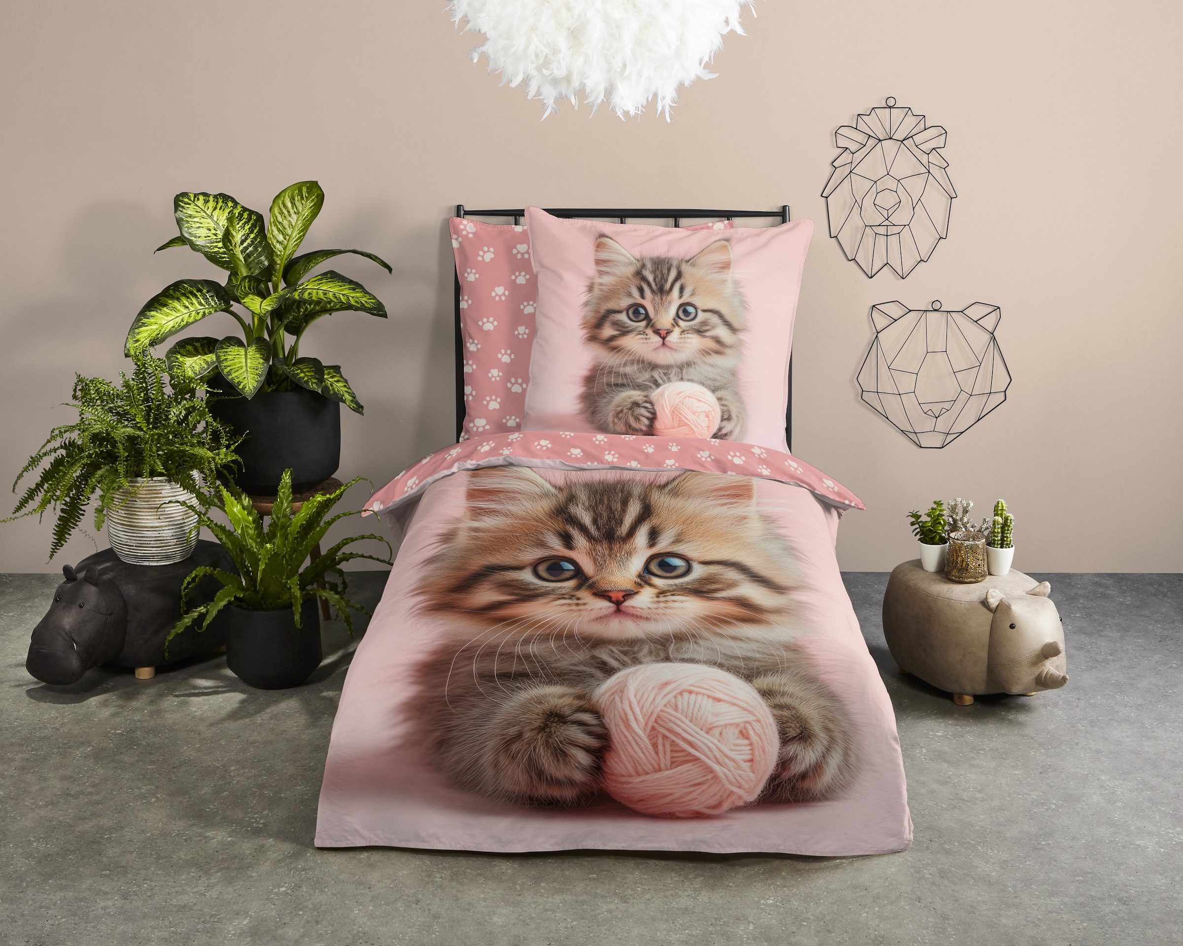 good morning Kinderbettwäsche "Chat" 2 Stk. tlg. Baumwolle, Renforcé, Wende günstig online kaufen