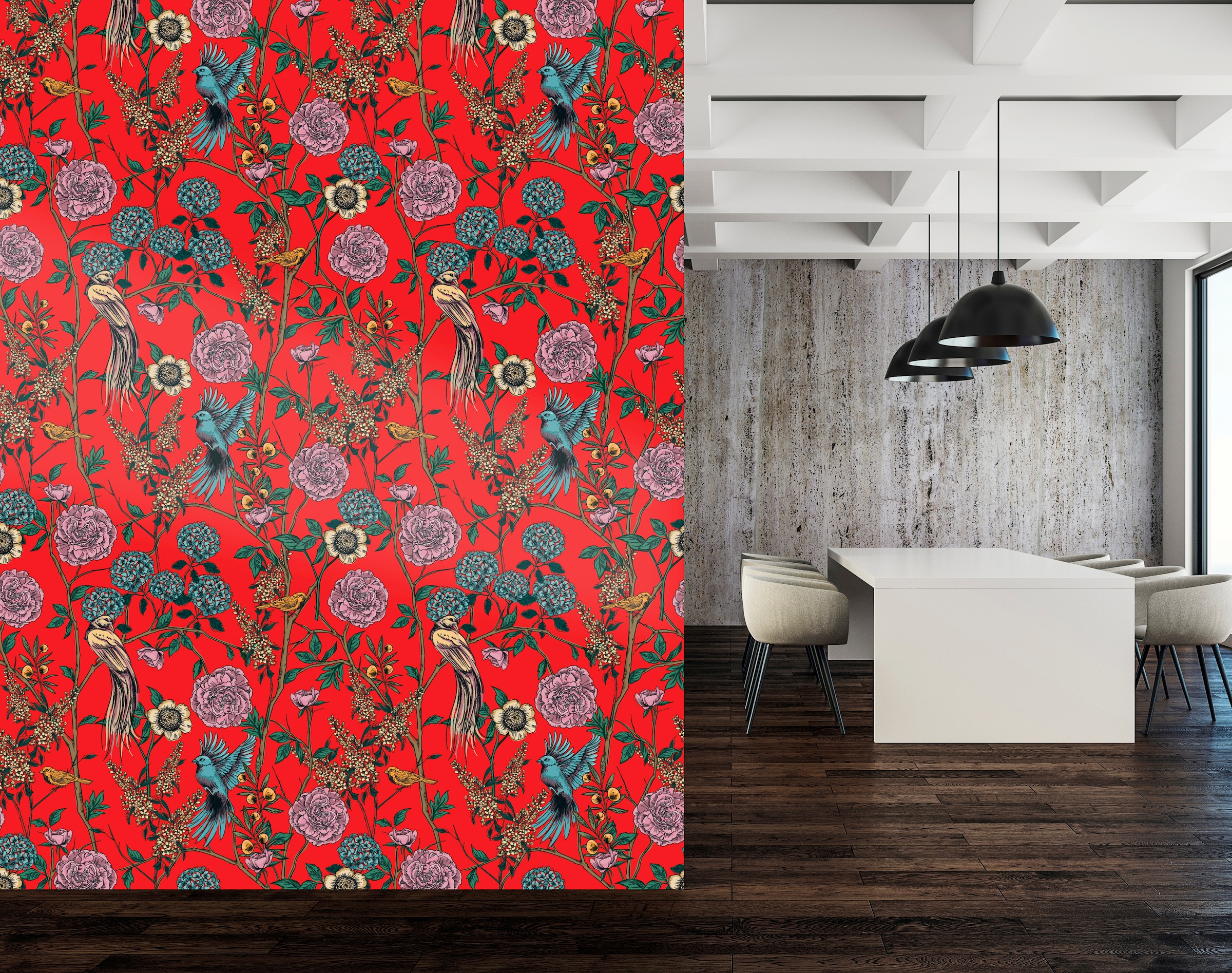 queence Vinyltapete »Elisa«, bedruckt-Motiv-botanisch-floral-gemustert-natürlich, 90x250cm, selbstklebend, kinderleichte Anbringung, Sticker