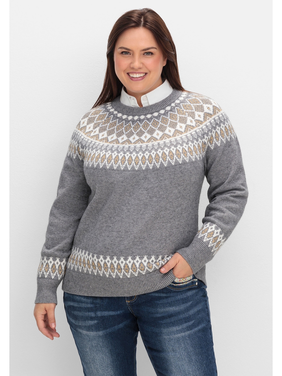 Strickpullover »Große Größen«, mit Norwegermuster