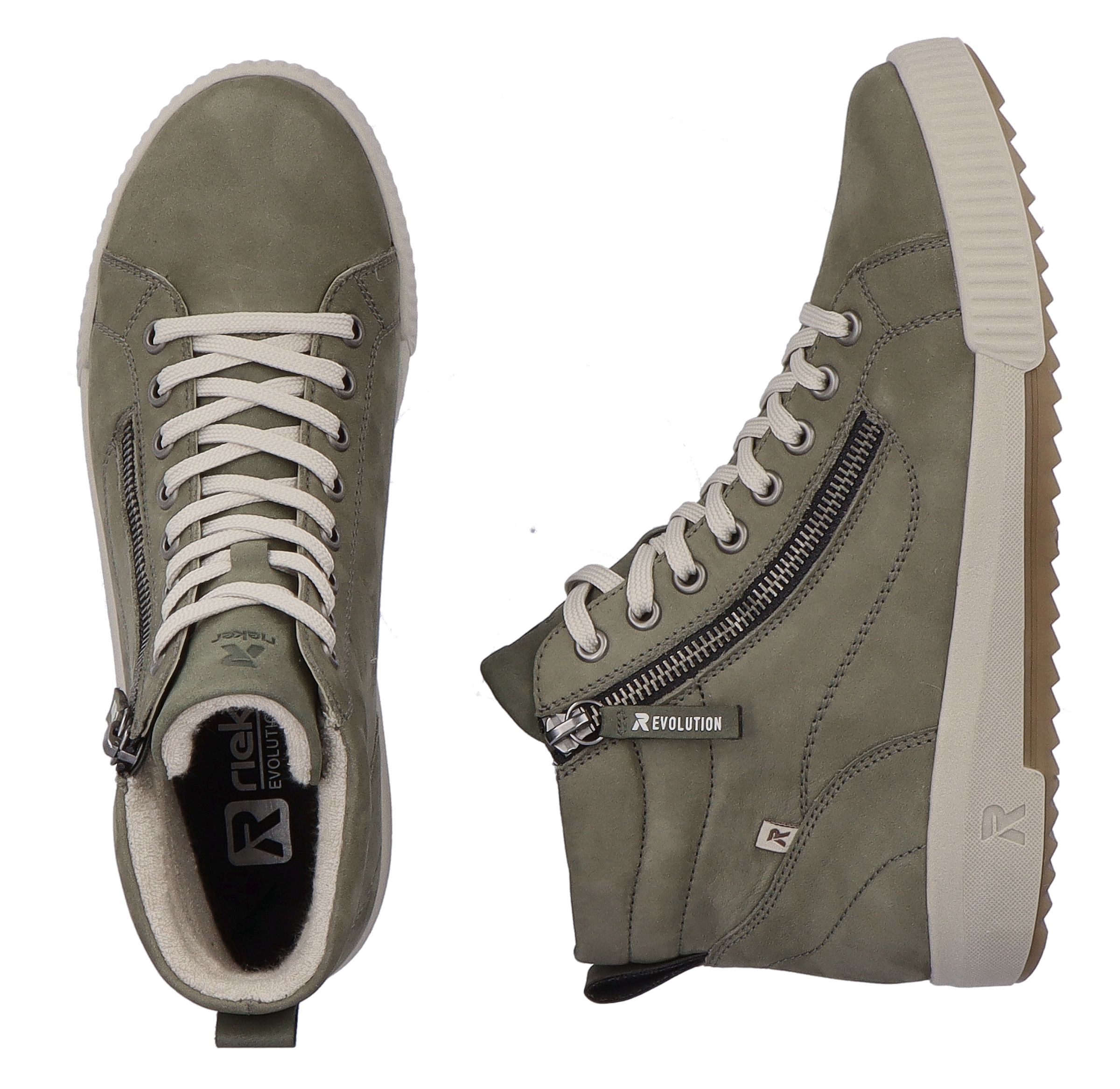 RIEKER Sport Schnürboots, Stiefelette, High Top Sneaker, Freizeitboots mit Reißverschluss