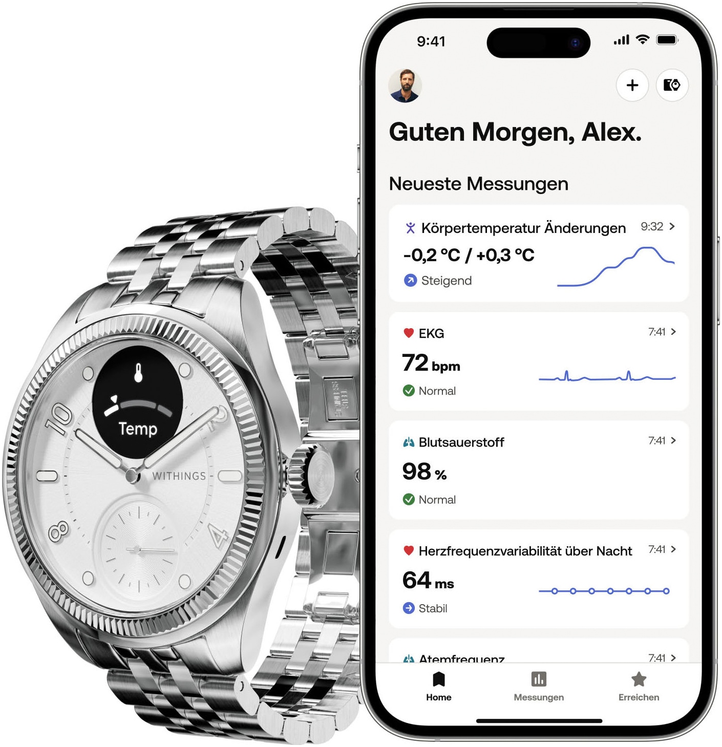Withings Smartwatch »ScanWatch Nova Brilliant Edition 39mm«, (1.6 cm / 0.63 Zoll),)