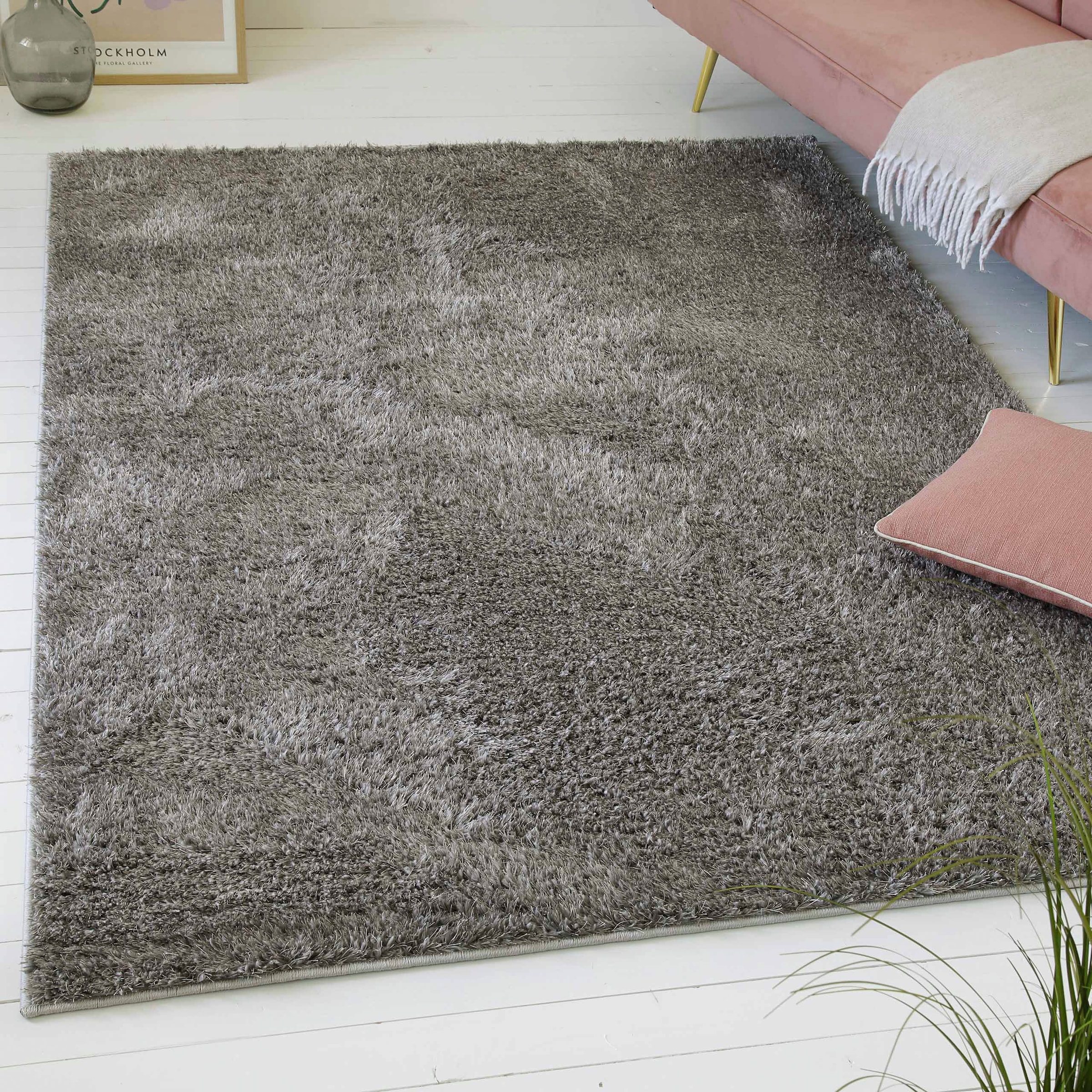 Hochflor-Teppich OTTO HOME "Nickolas, auch als Läufer erhältlich", grau, B:160cm H:30mm L:225cm, Polypropylen, Teppiche, Langflor, Shaggy, weicher Hochflor, uni farben, mit Glanz, Wohnzimmer