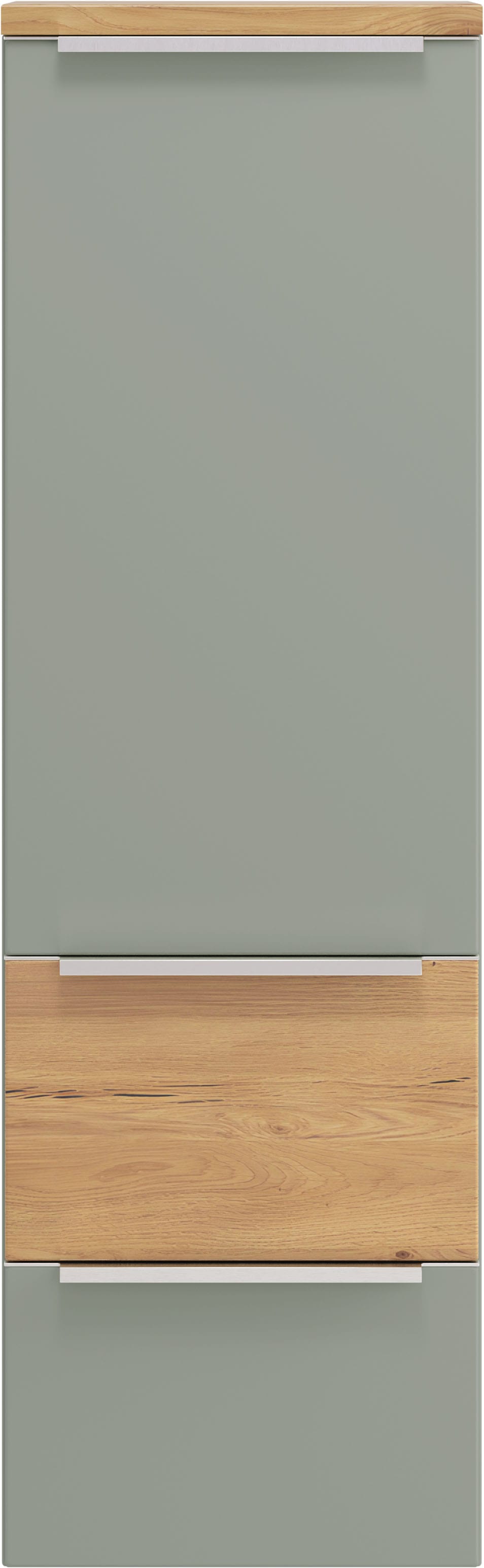 welltime Midischrank »TRIENT, Midischrank 40 cm, Softclose-Auszüge und gedämpfte Scharniere« Maße (B/H/T): ca. 40/130/35 cm,  Schilfgrün/Wildeiche, Softclose-Metallauszüge