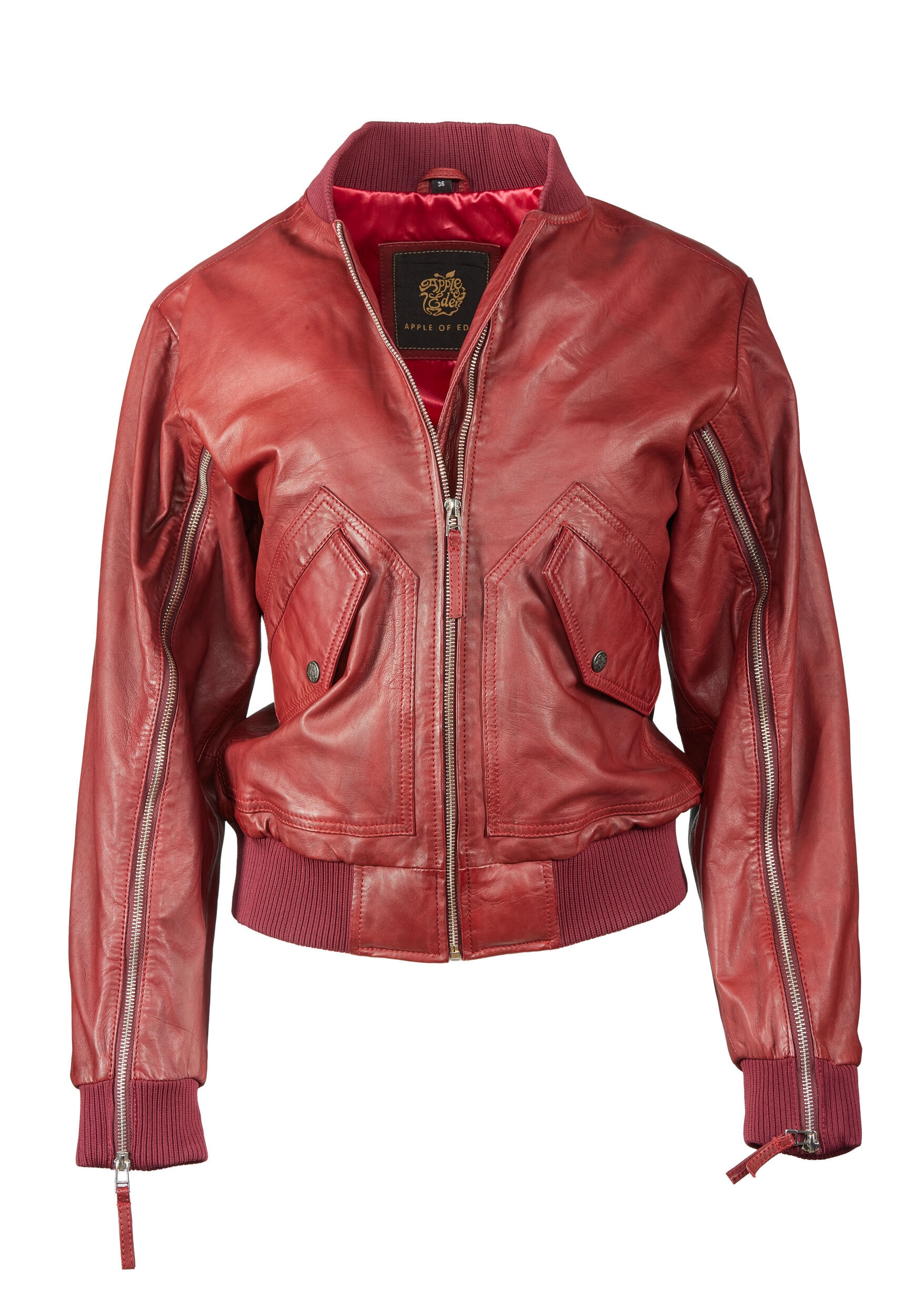 Apple of Eden Lederjacke "Apple of Eden Lederjacke AOE-143" ohne Kapuze mit Reißverschlüsse an den Ärmeln