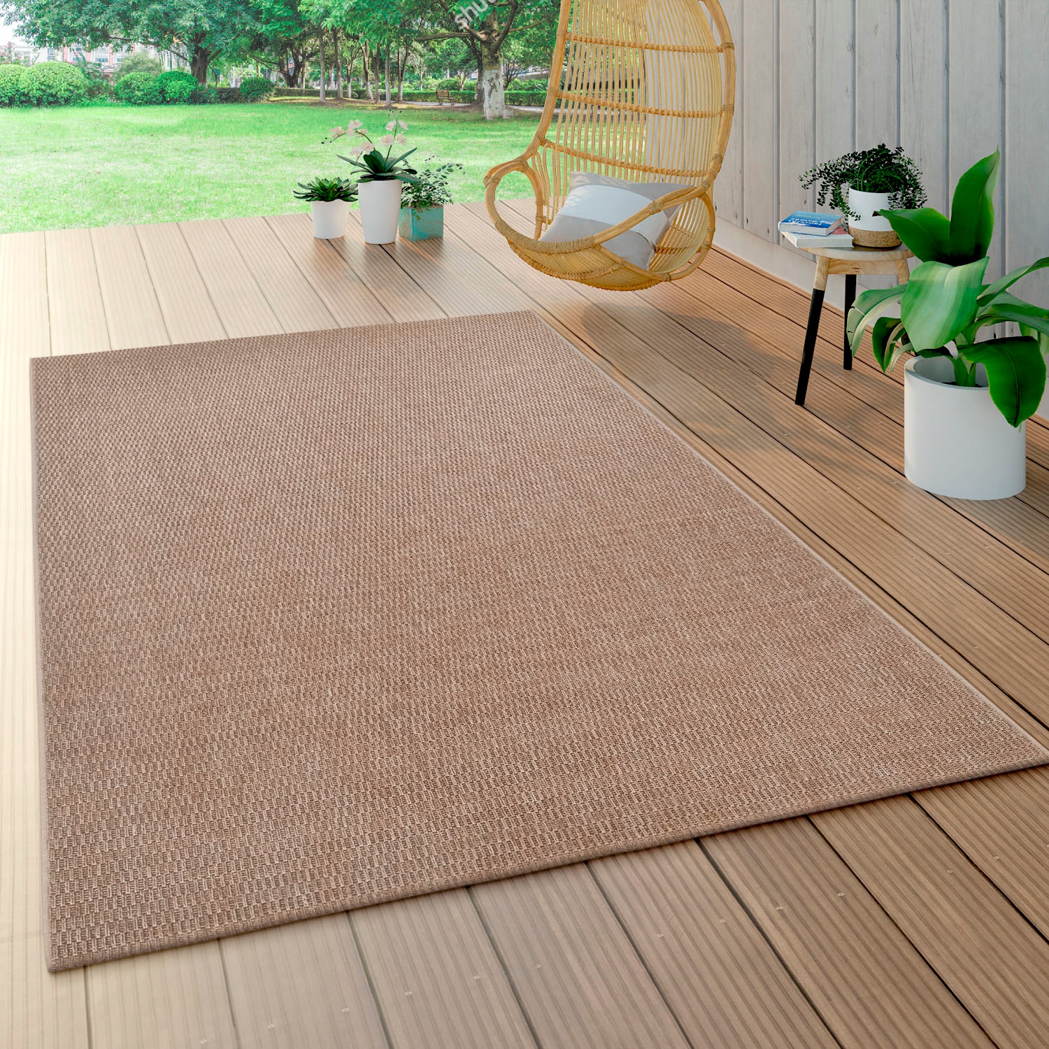 Paco Home | Teppich Outdoor und In- »Waregem geeignet, Farben, BAUR bestellen rechteckig, 624«, Wohnzimmer Flachgewebe, Uni