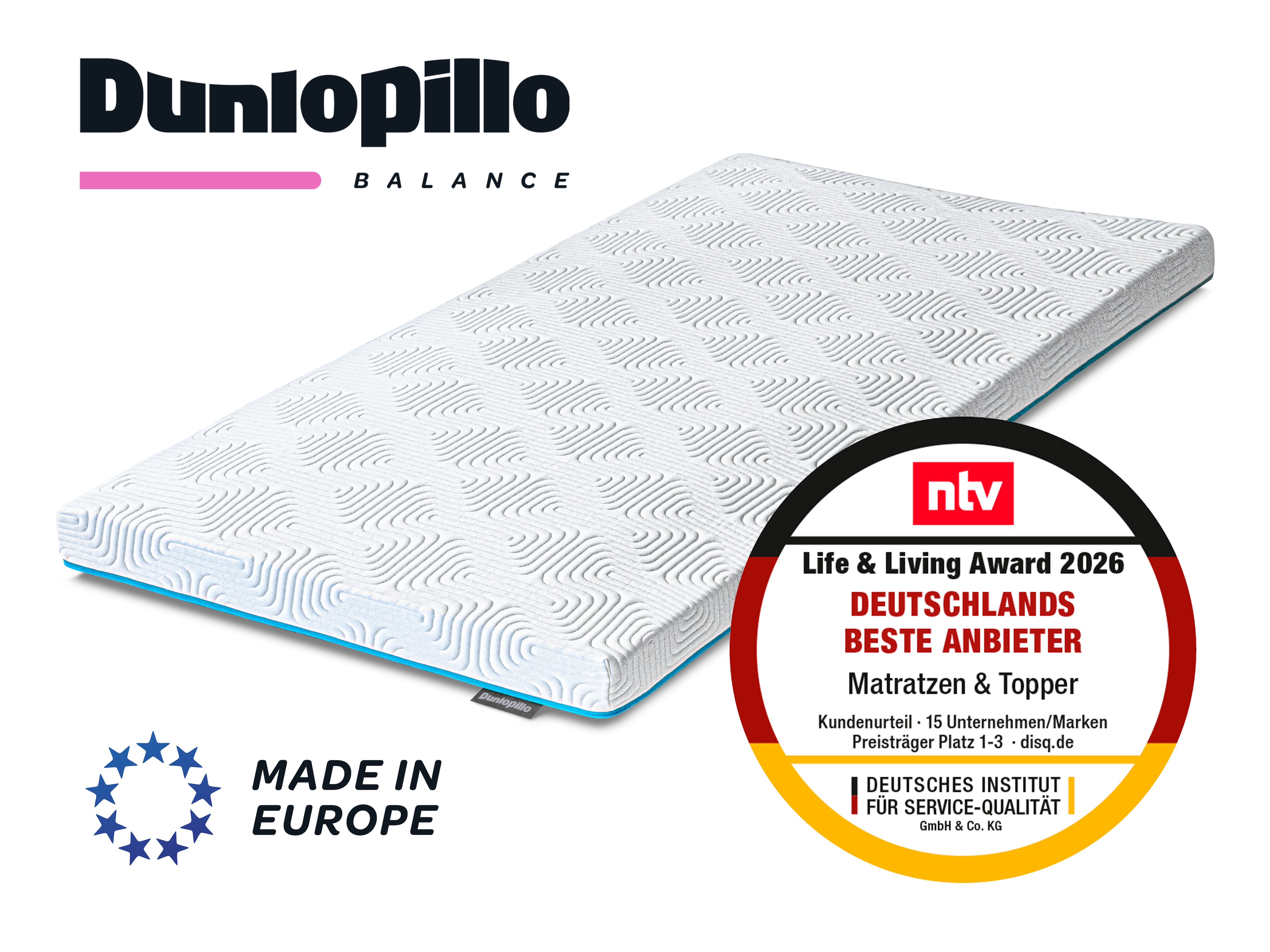 Dunlopillo Topper "Balance, Gelschaumtopper 90x200 & 140x200 cm und weitere Größen" punktgenaue Körperanpassung, unterstützt ergonomische Liegeposition