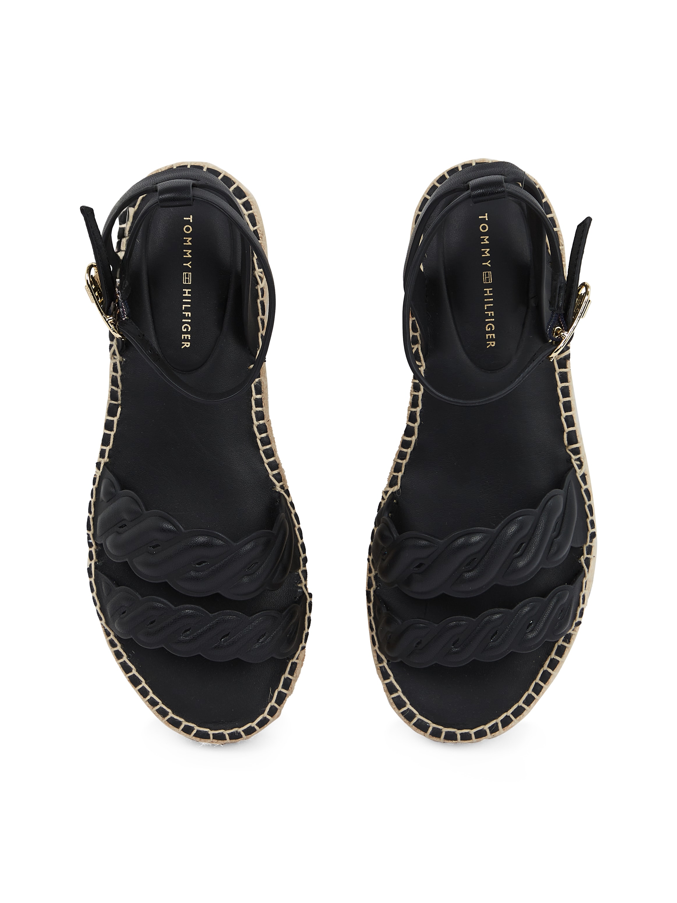 Tommy Hilfiger Keilsandalette »LEATHER ROPE REAL ESPAD SANDAL«, Plateau, Sommerschuh, Riemchensandale mit verstellbarer Schnalle
