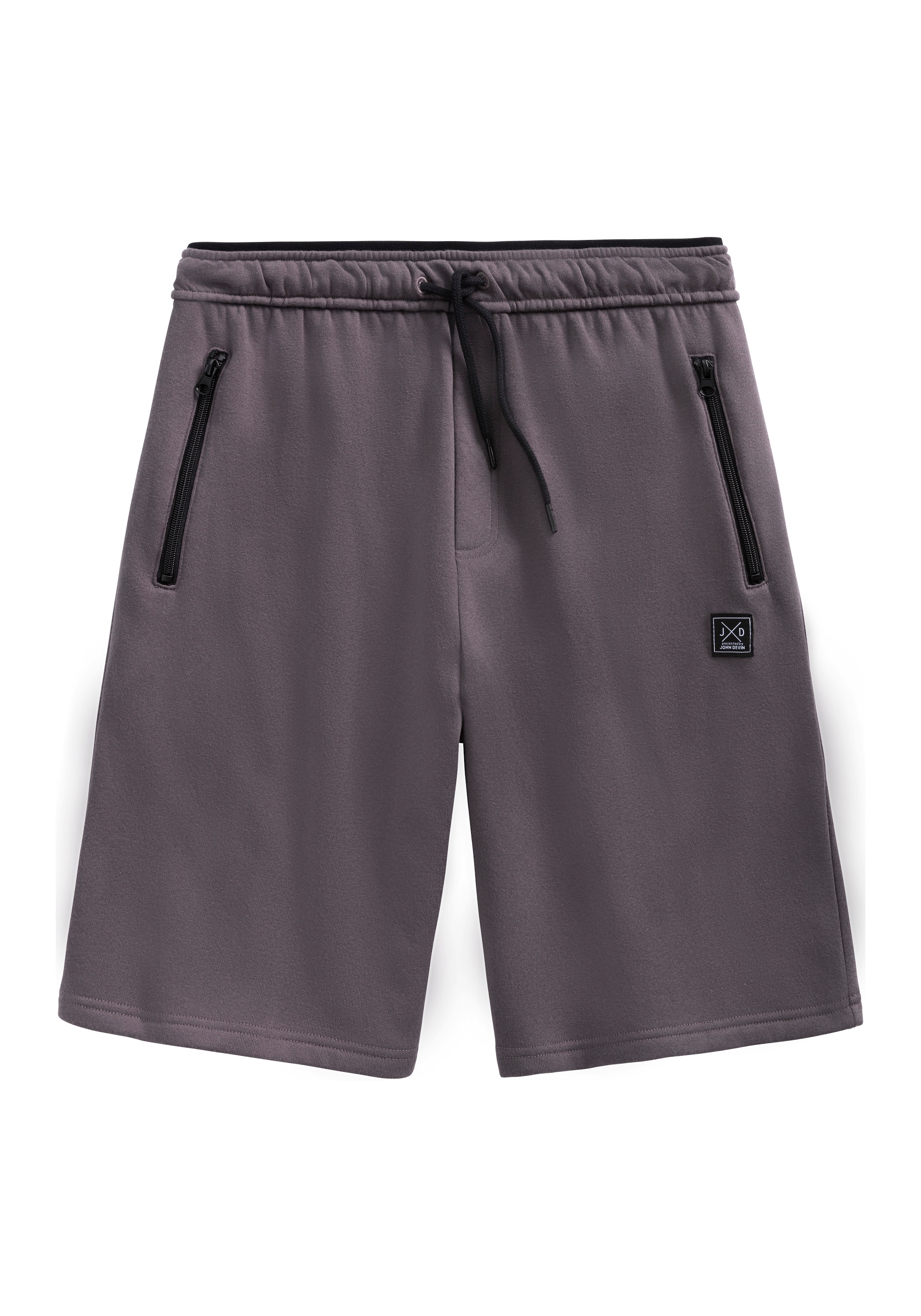 John Devin Sweatshorts, seitliche Taschen mit schwarzem Reißverschluss