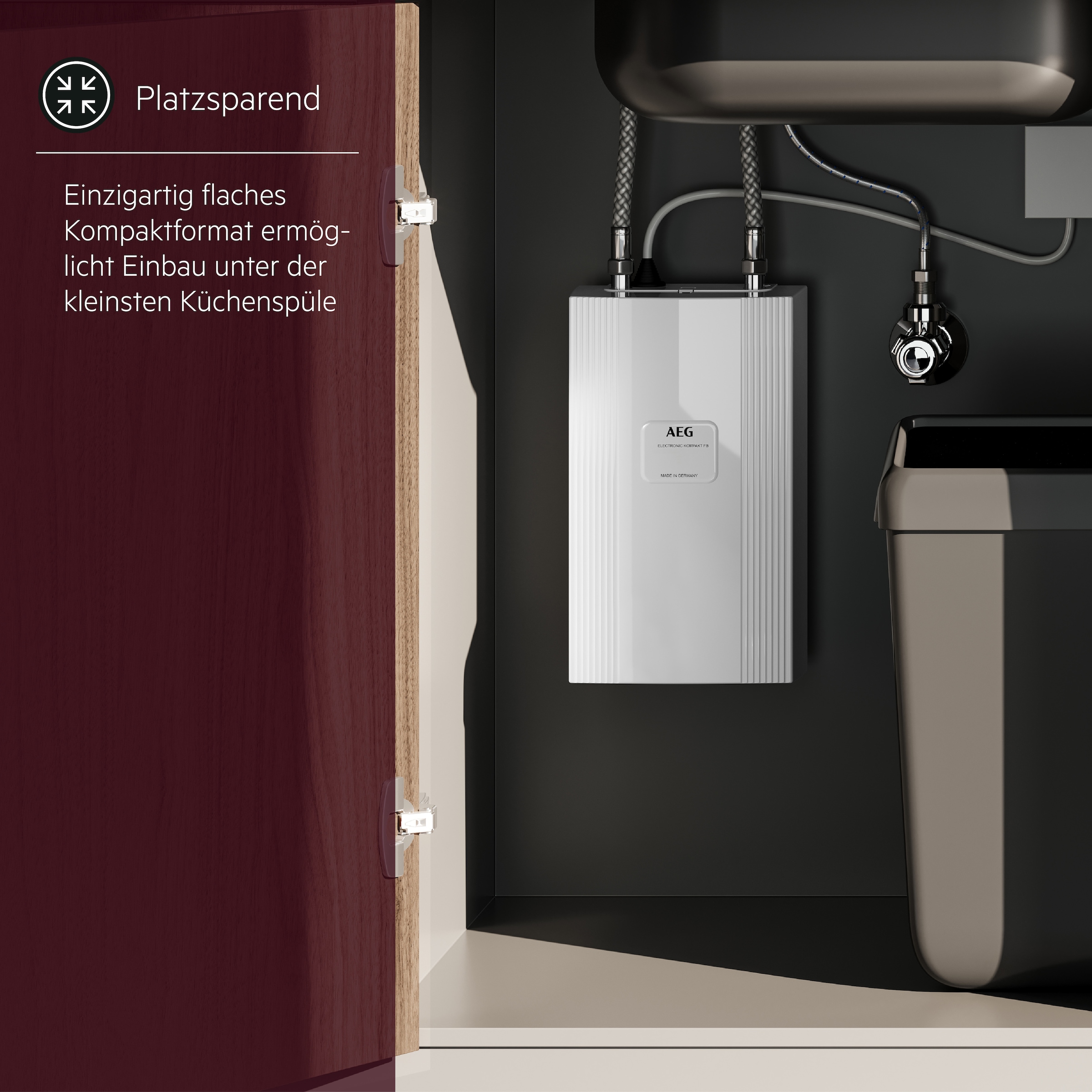 AEG Haustechnik Kompakt-Durchlauferhitzer »DDLE Kompakt 11/13 kW, umschaltbar für die Küche«, kompakt, ideal für unter die Küchenspüle