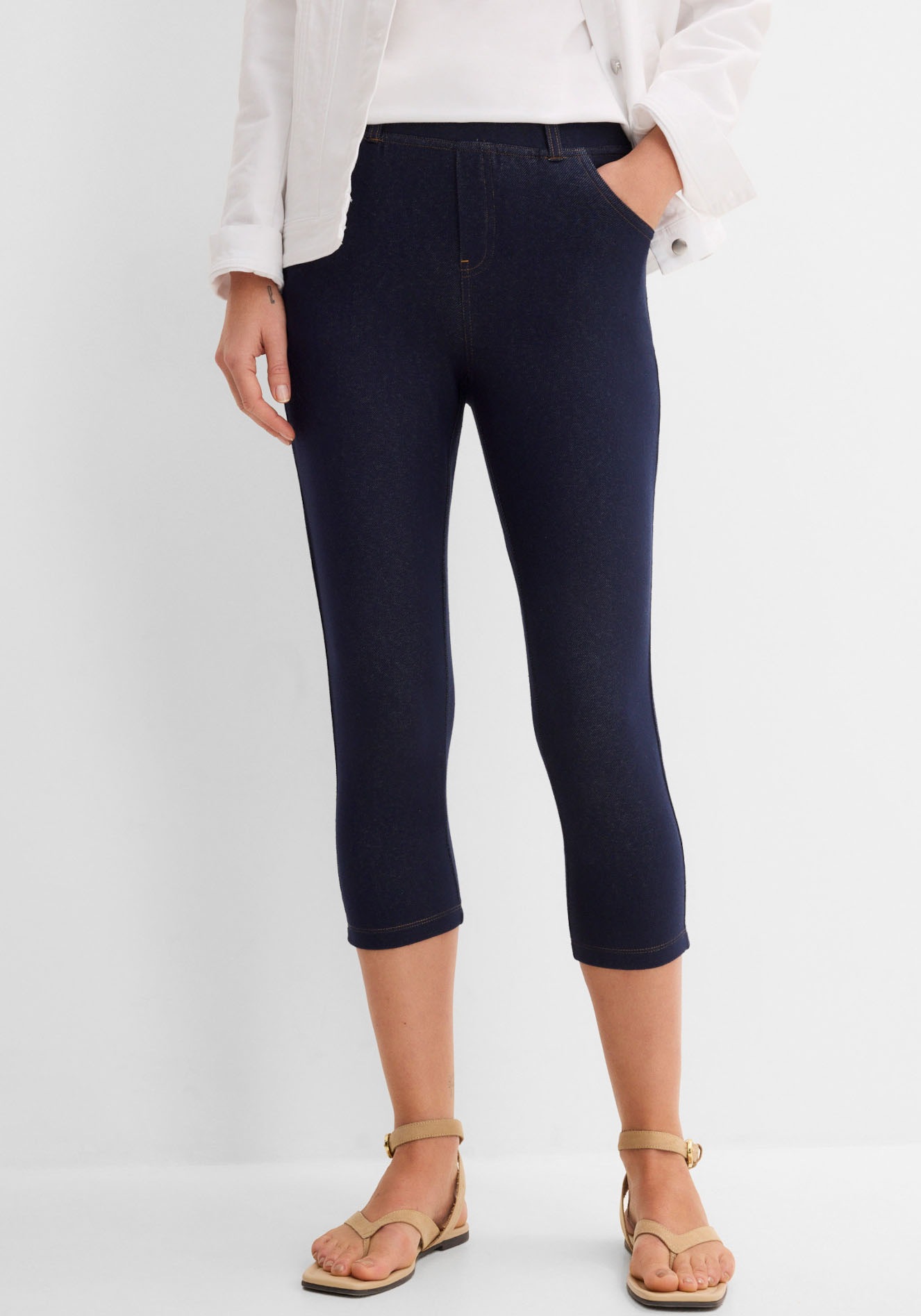 bonprix Caprileggings in Jeansoptik, aus Baumwollmischung, Skinny Fit
