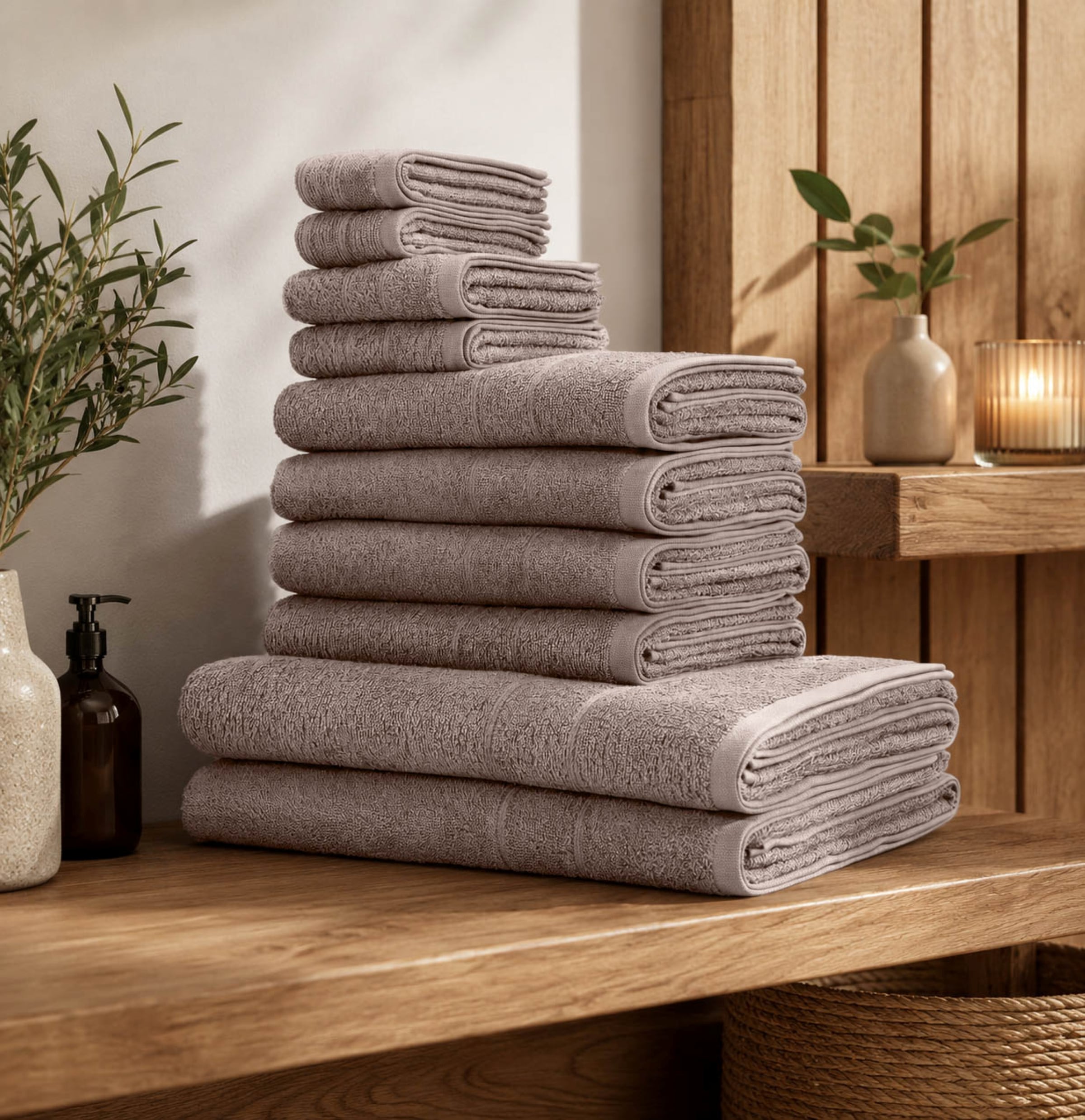 OTTO home "Inga, 3 Qualitäten, Duschtücher, Handtücher, Gästetücher, Seiftücher" 10 Walkfrottier Handtücher mit feiner Bordüre, 100% Baumwolle