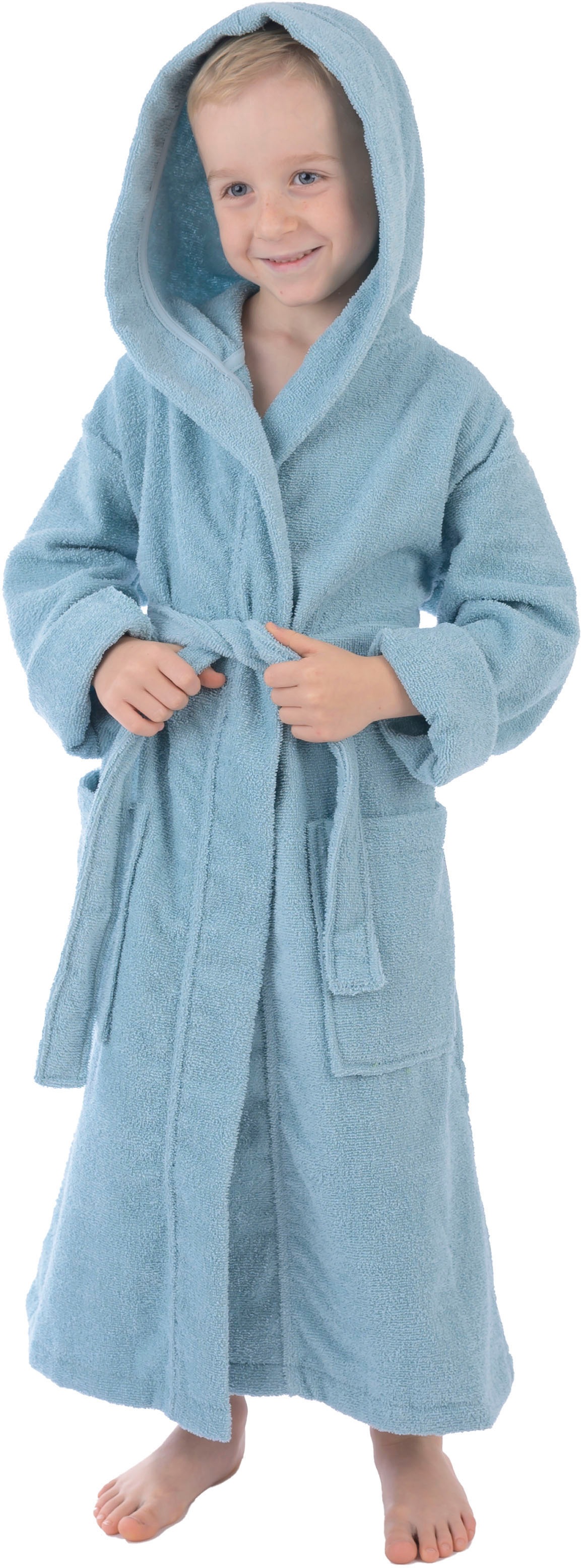 Kinderbademantel WEWO FASHION, L:86cm, blau, Frottier, Hausmäntel, "8530", Kapuze