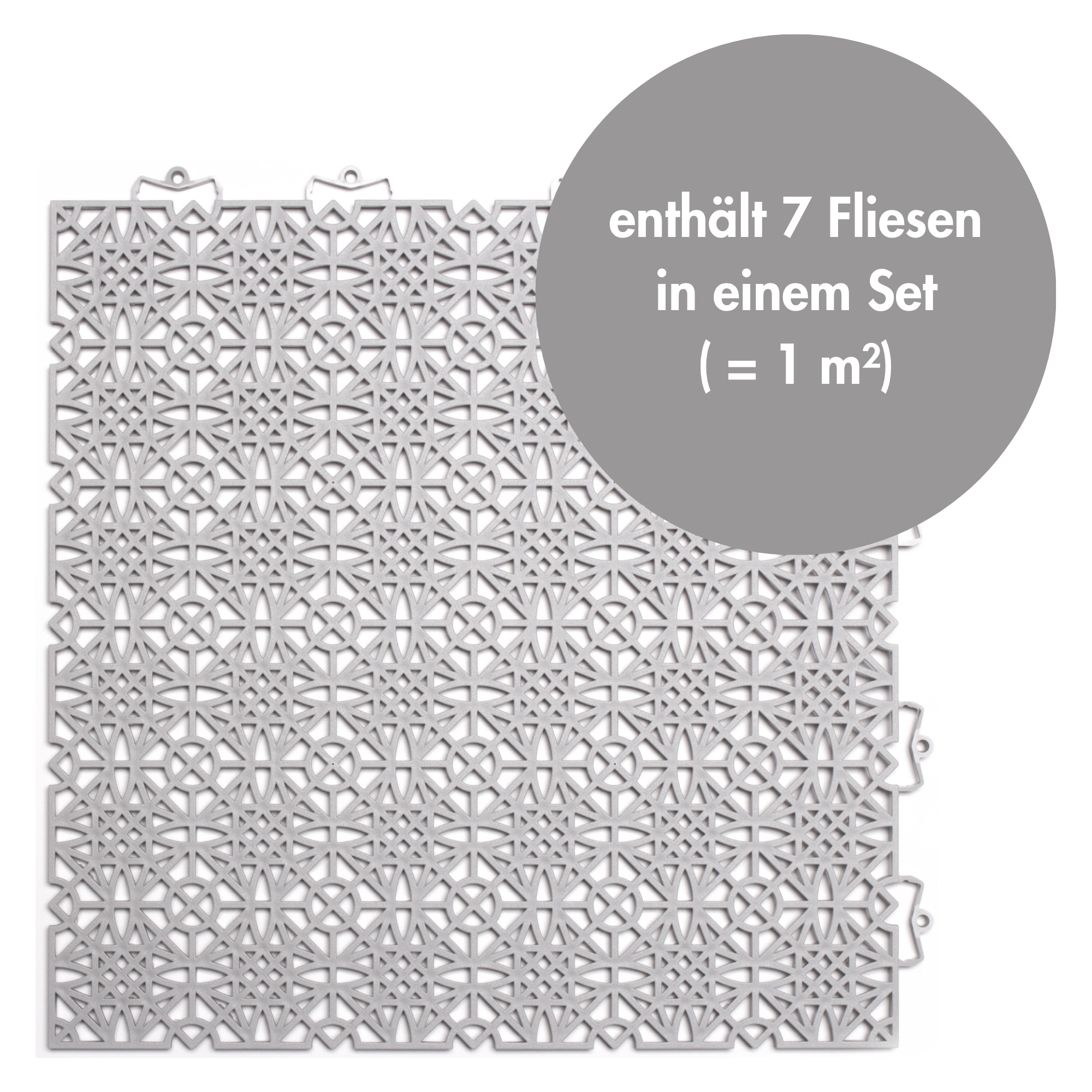 Andiamo Kunststoff-Fliesen »Terra Sol, Terrassenfliesen, wetterfest, Made in Switzerland« Set, erhältlich mit 7 Stück (1 qm), 14 Stück (2 qm) oder 35 Stück (5 qm), 7 Stk. tlg. Klickfliesen, 38x38 cm, Balkon Bodenbelag, UV-beständig