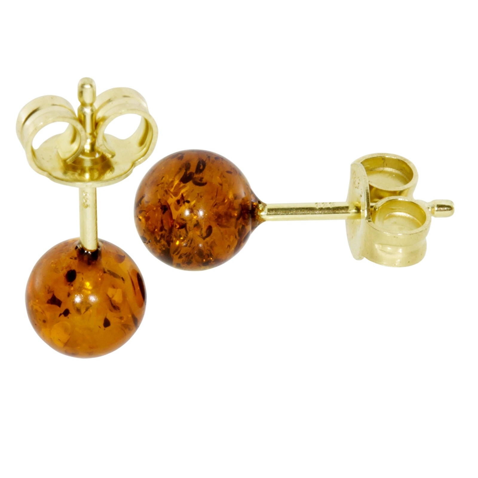 Paar Ohrstecker OSTSEE-SCHMUCK "- Klassisch 6 mm - Gold 333/000 - Bernstein" Gr. 6, gold (gold 333, goldfarben, gelb), Ohrringe, Damen, Gelbgold 333