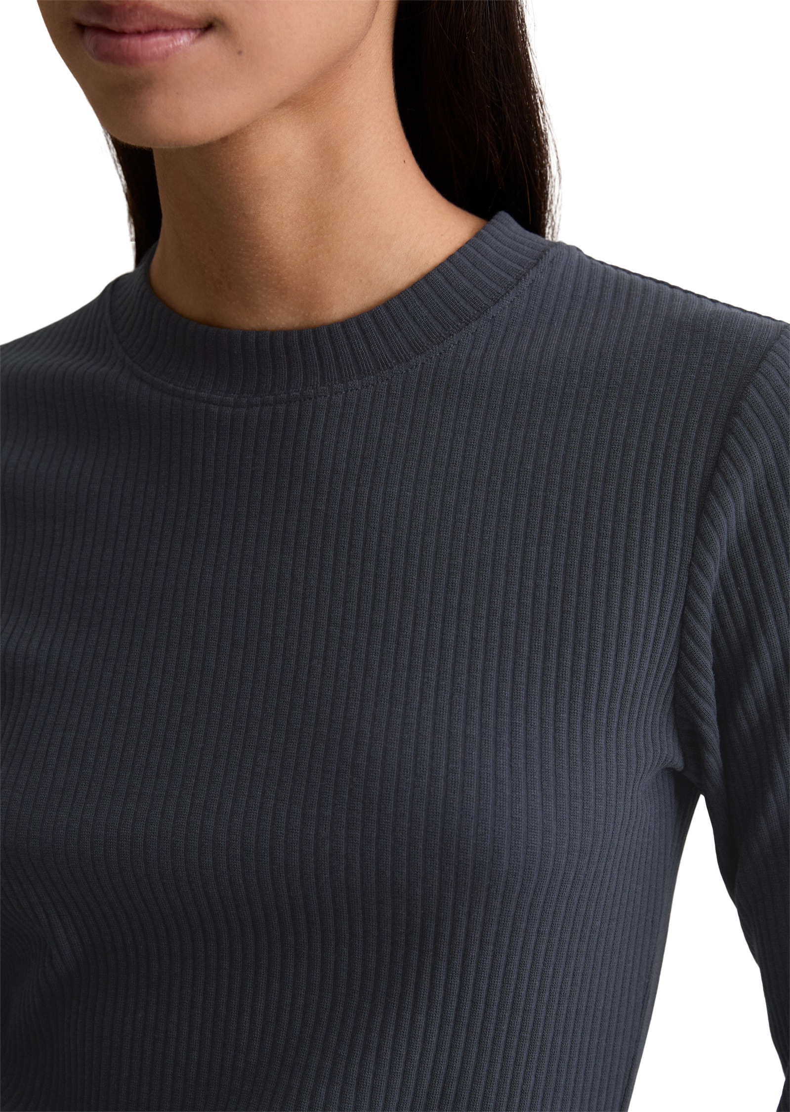 Thumbnail - Marc OPolo DENIM Langarmshirt Rundhalsausschnitt, slim fit, Bio-Baumwolle