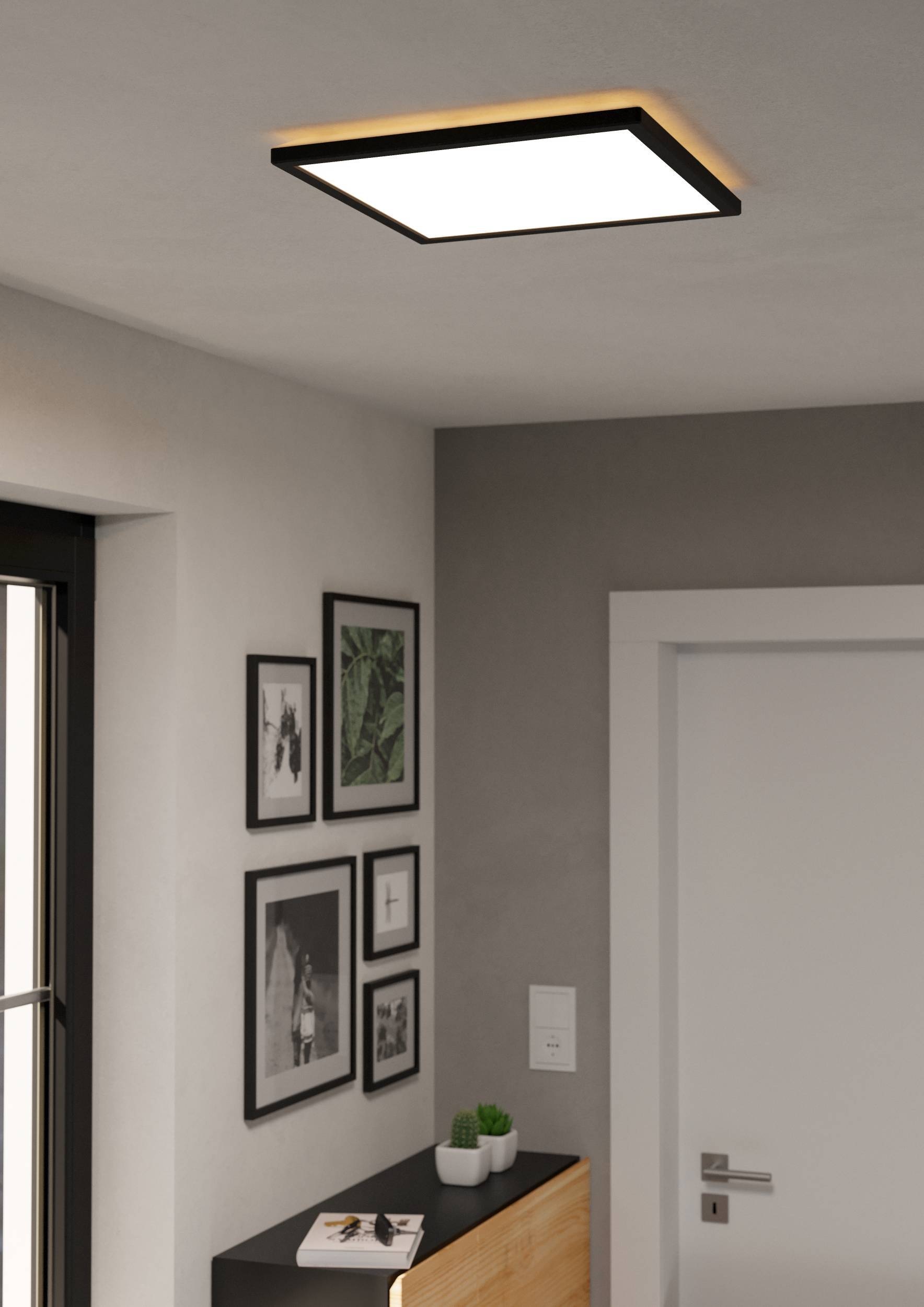 EGLO Deckenleuchte »Rovito-R Deckenlampe, Deckenbeleuchtung, Badlampe, Kunststoff, IP44« LED-Modul 1 Stk. Kaltweiß | Neutralweiß | Warmweiß Wand-/Deckenleuchte - L39 x B39 x H3 cm - schwarz - 17,6W inkl.