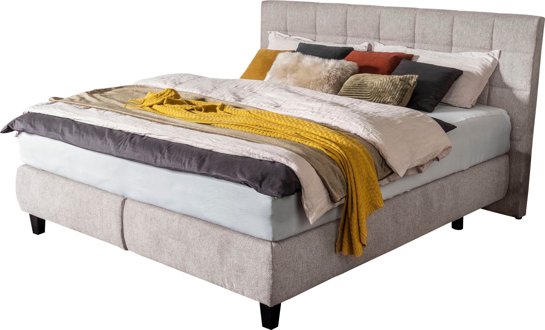 alina Boxspringbett »Edera«, Doppelbett wahlweise mit Topper, Liegefläche 180x200 cm, mit Steppung