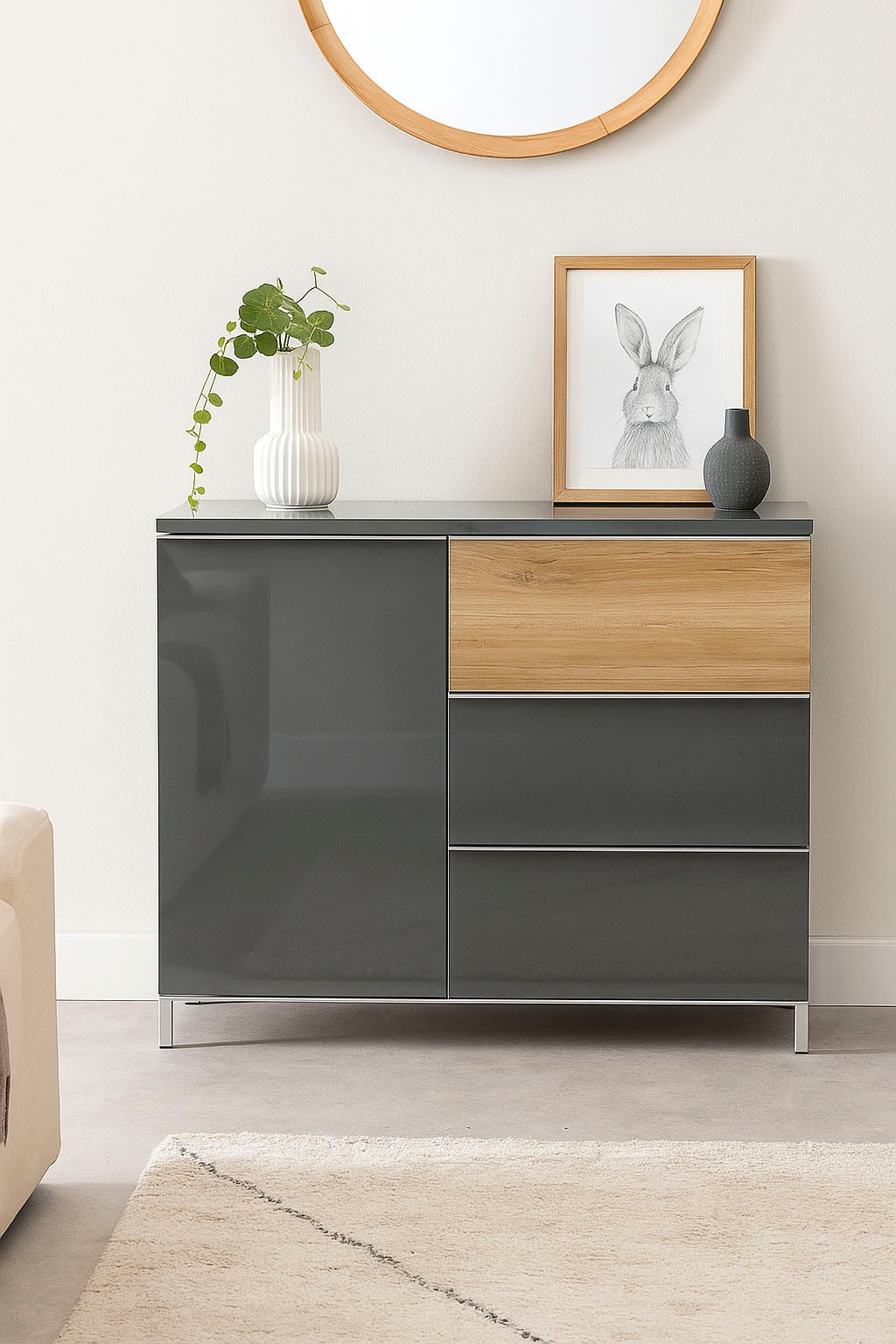 Places of Style Sideboard "Onyx, Kommode mit 3 Schubladen und 1 Tür, UV Lac günstig online kaufen