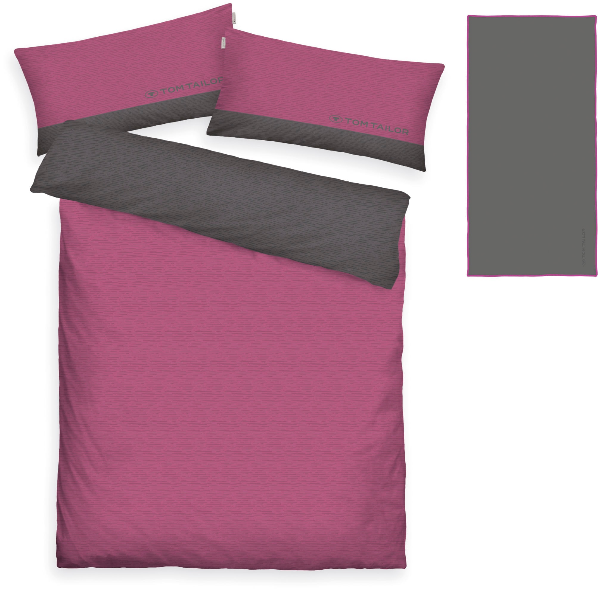 TOM TAILOR HOME Wendebettwäsche »Henry in Gr. 135x200 oder 155x220 cm«, Bettwäsche aus Baumwolle, mit GRATIS-Zugabe: Sporthandtuch