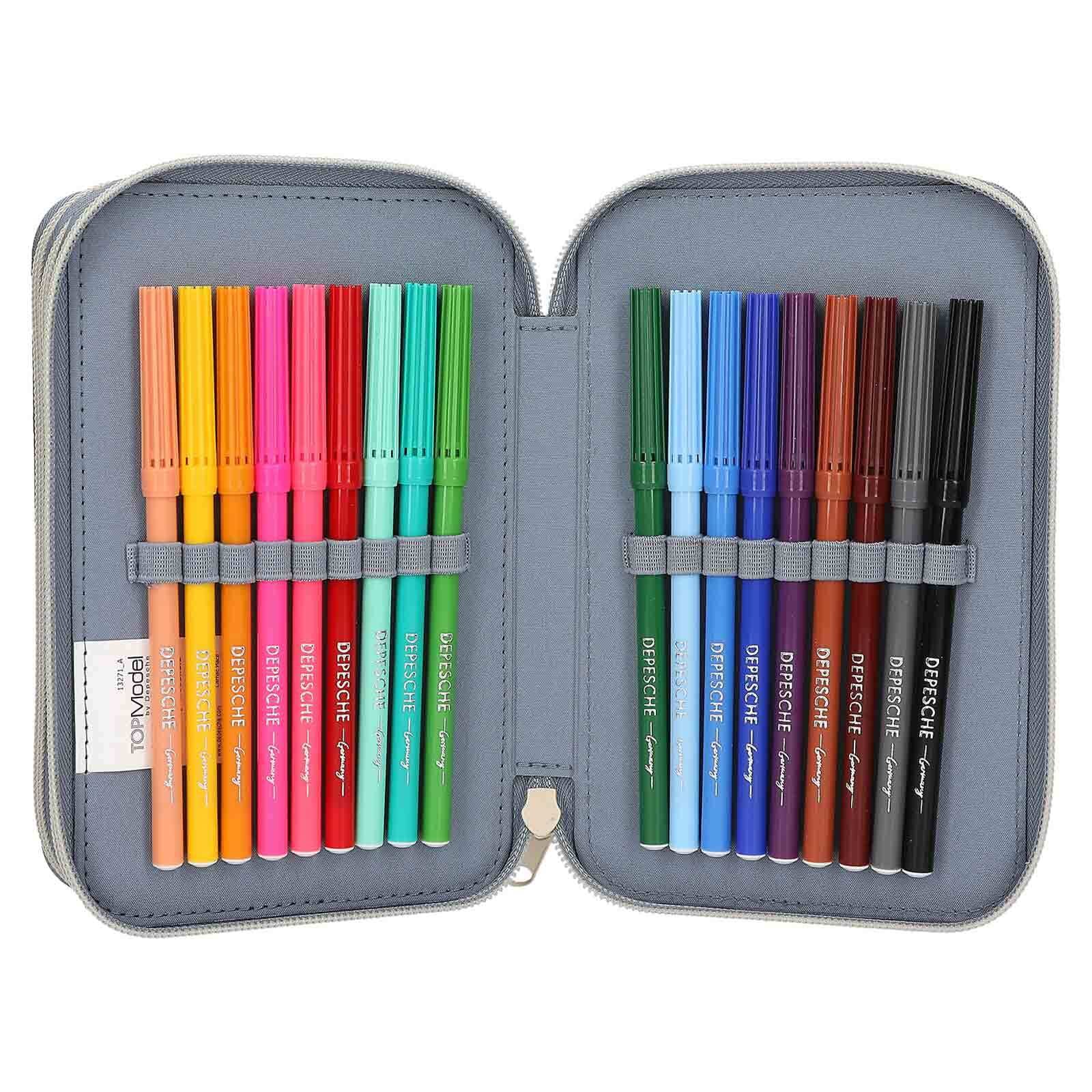 Depesche Buntstift »3-Fach Federtasche TOPModel 7,5 x 13 x 20 cm blau-beige«