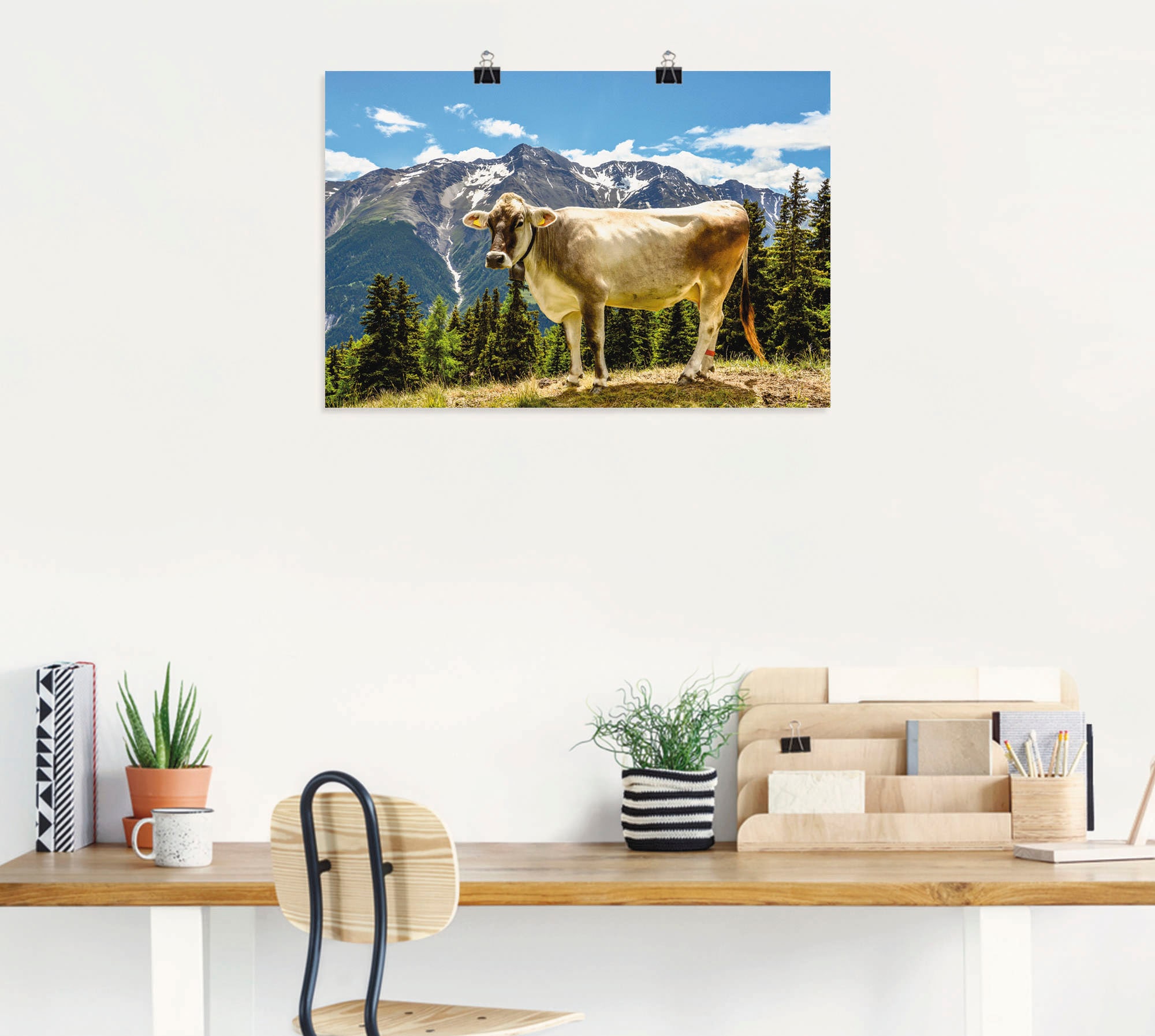 Artland Wandbild »Bergkuh in den Alpen im Sommer«, Haustiere, (1 St.), als Leinwandbild, Poster, Wandaufkleber in verschied. Größen