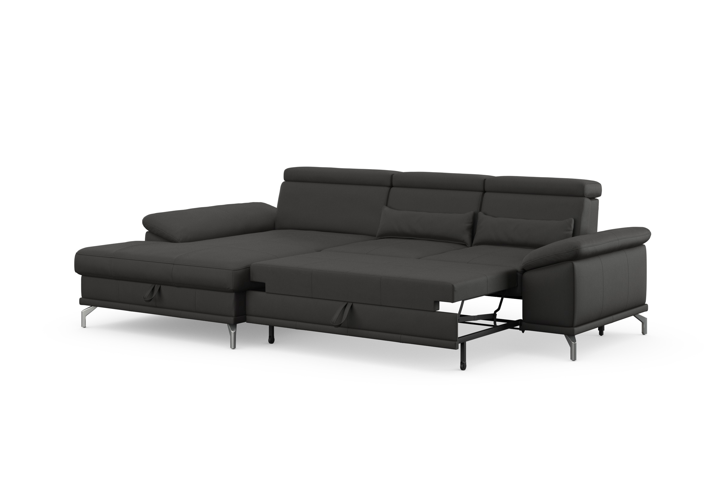 sit&more Ecksofa »Cabrio L-Form, mit Sitztiefenverstellung, Arm- und Kopfteilverstellung«, 2 Nierenkissen, Federkern, optional Bettfunktion und Stauraum