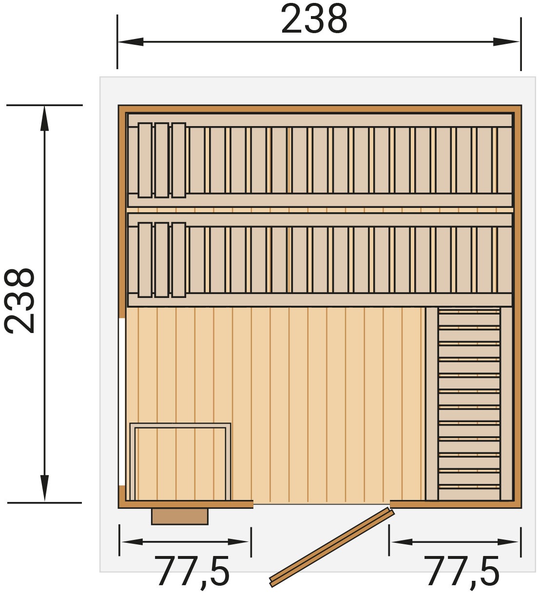 weka Saunahaus »Design-Saunahaus KUOPIO 2«, Blockbohlen im wekaLine-Profil, bodentiefes Fensterelement
