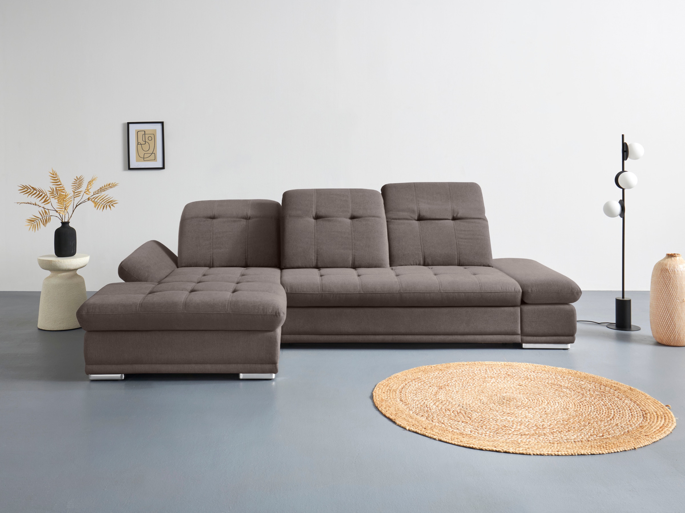 COTTA Ecksofa "Holiday L-Form mit Sitztiefen-, Armteil- und Kopfteilverstellung" wahlweise mit Schlaffunktion & Bettkasten