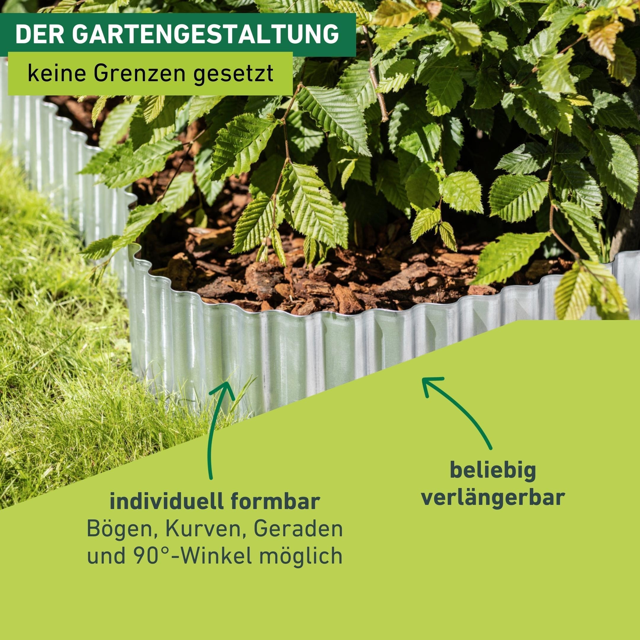 Windhager Rasenkante »Classic gewellt, Beetumrandung individuell formbar« langlebige Beeteinfassung, 16 cm x 5 m, verzinkt