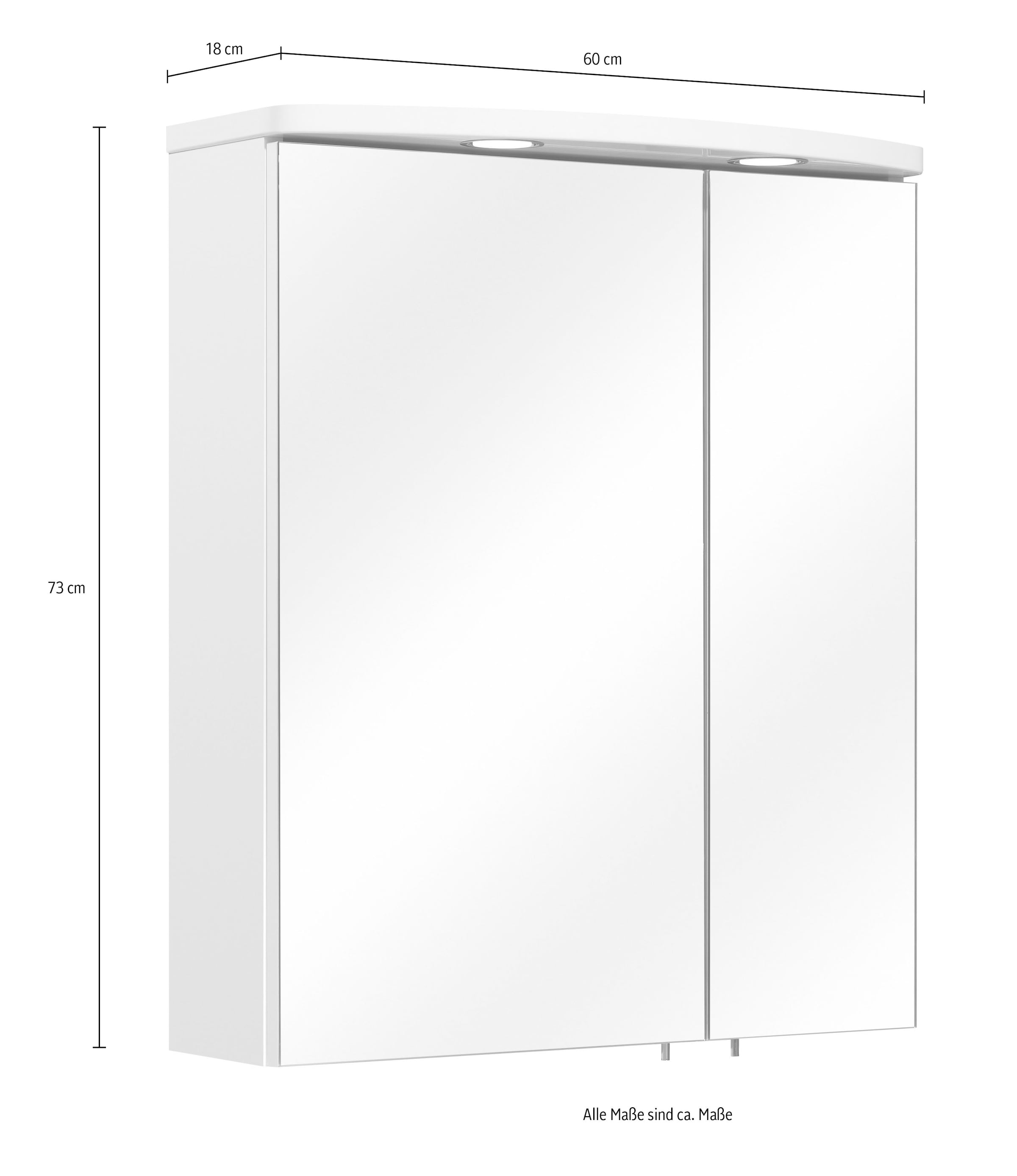 Saphir Badezimmerspiegelschrank »Spiegelschrank Serie 3006 inkl. LED-Beleuchtung, 2 Türen«, Badschrank 60 cm breit, inkl. Steckdose und Türdämpfer