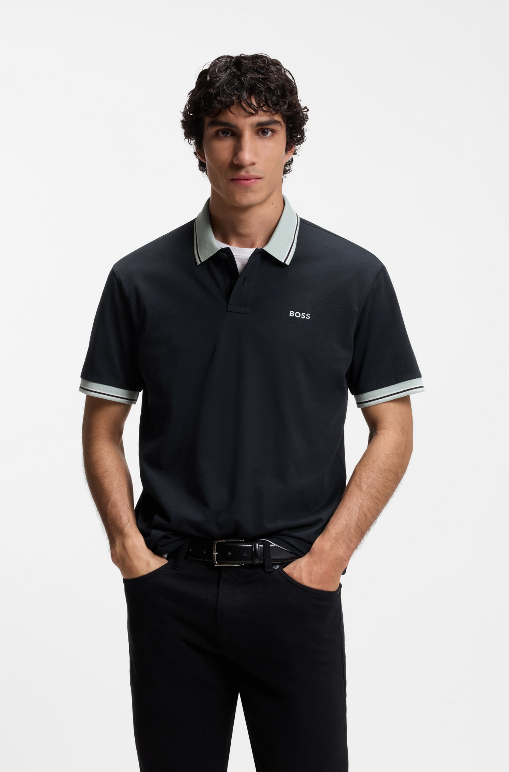 BOSS ORANGE Poloshirt Relaxed Fit, reine Baumwolle, kontrastfarbiger Kragen und Armabschluss
