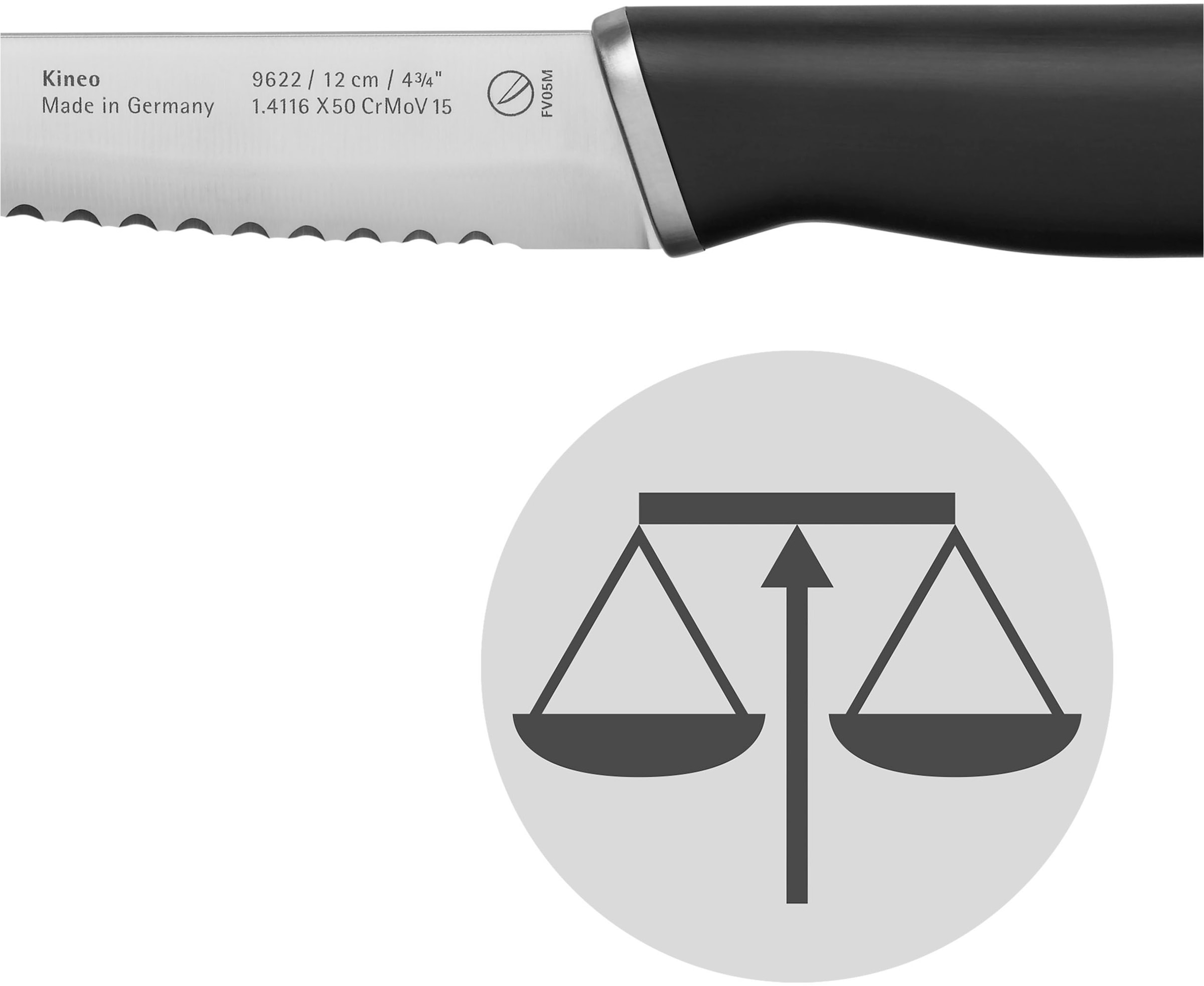 WMF Zubereitungsmesser »Kineo«, (1 tlg.), mit Doppelzahnung, Performance Cut Technologie, hochwertiger Edelstahl