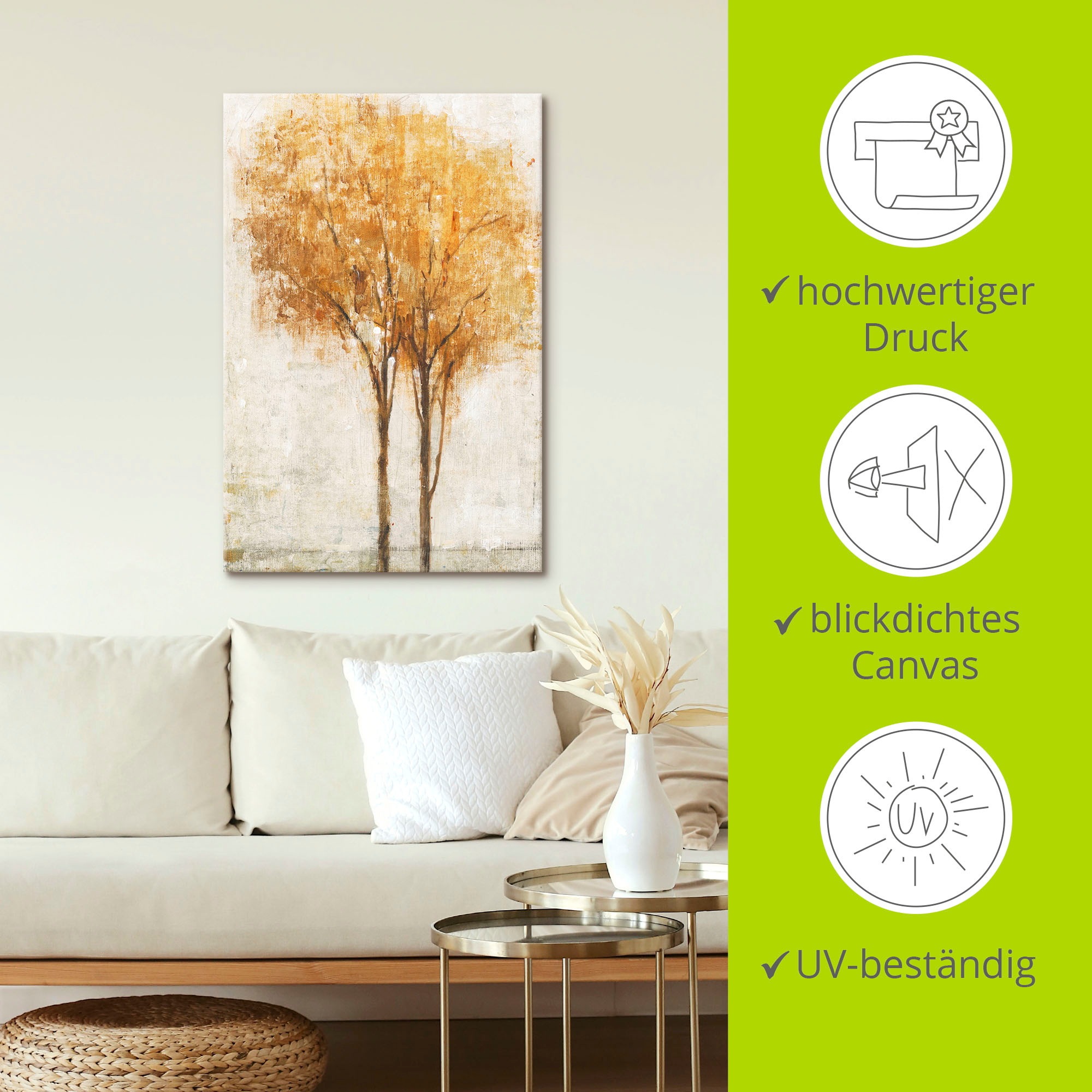 Artland Wandbild »Fallende Blätter II«, Bäume, (1 St.), als Leinwandbild, Wandaufkleber in verschied. Größen