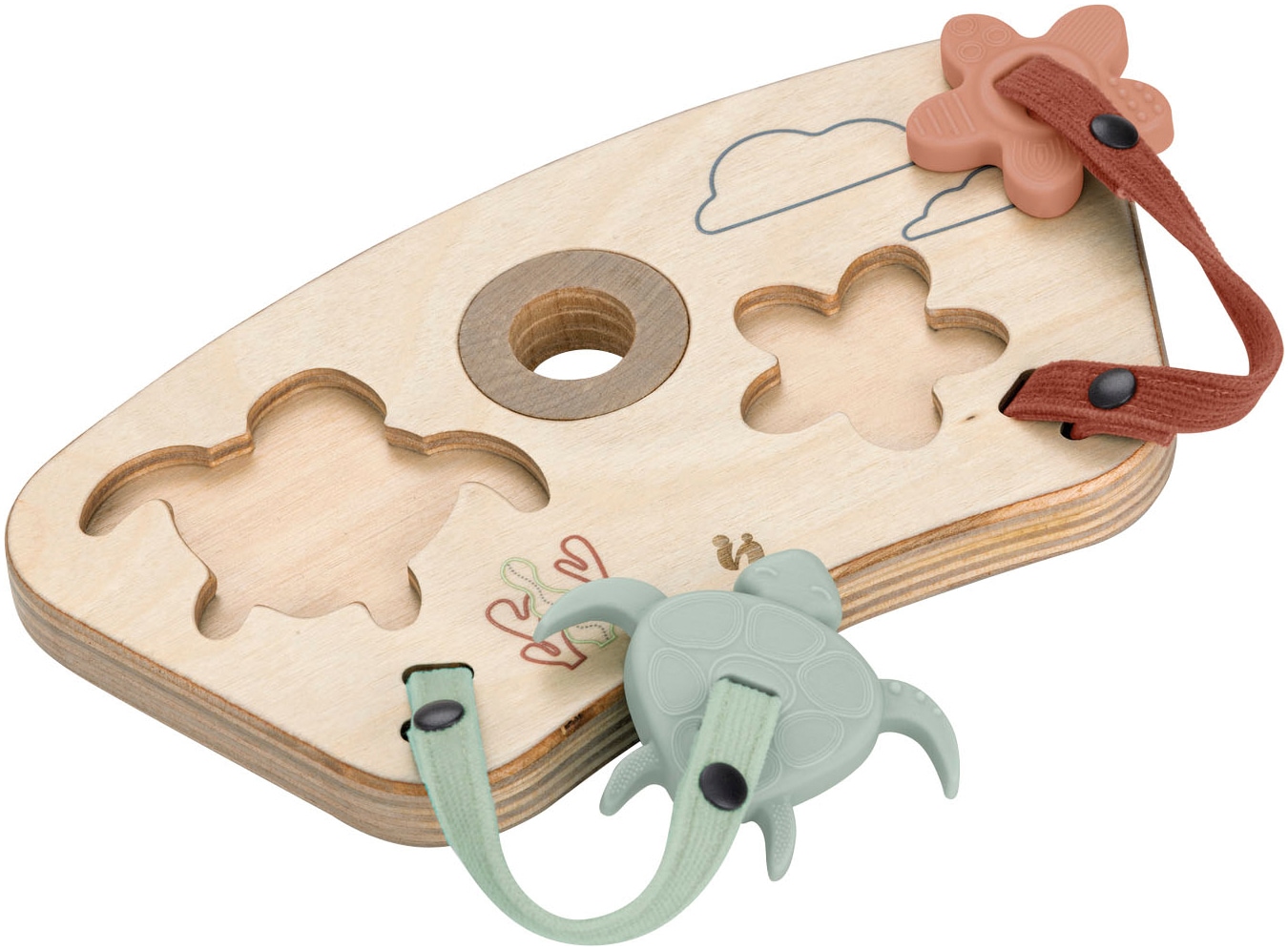 Puzzle »Play Puzzling S, Turtle & Flower«, aus Holz; für Hauck Play Tray; FSC® -...