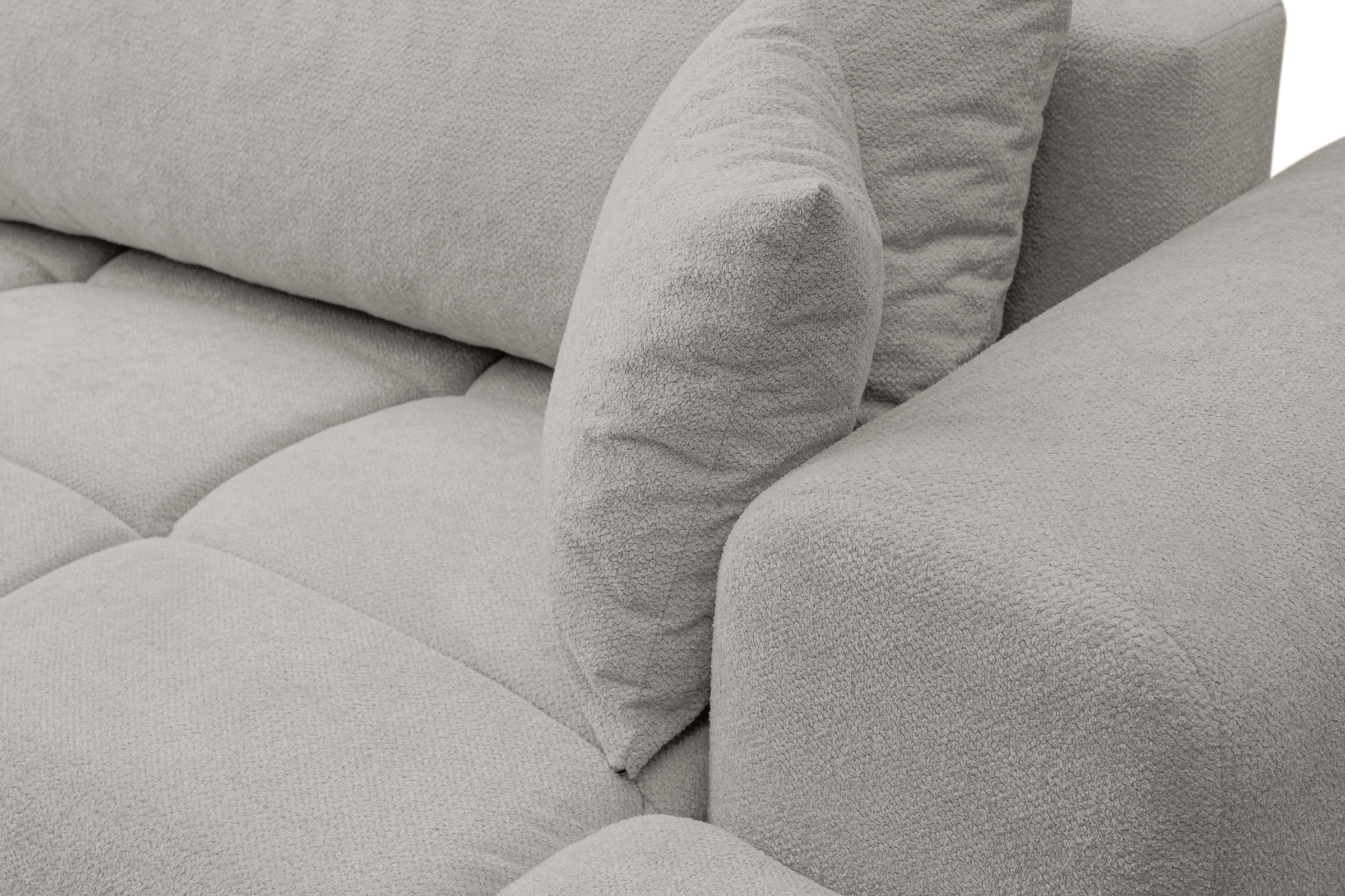 WERK2 Ecksofa »Ewela-Bubble 265 cm breit mit Bett & Bettkasten« Bouclé, L-Form, Schlaffunktion, Bettkasten